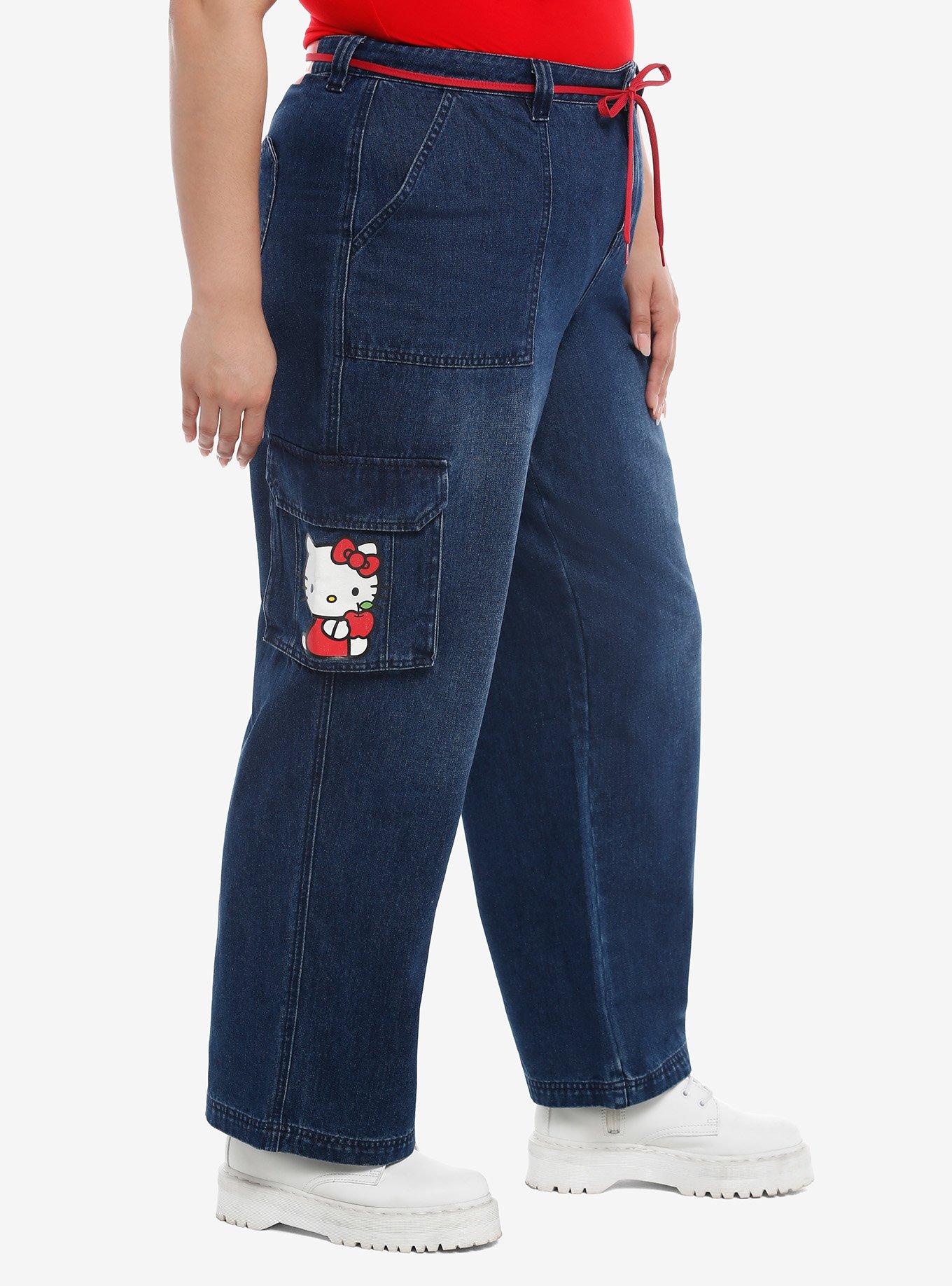 Hello Kitty Apple Cargo Jeans Plus Size, MULTI, alternate