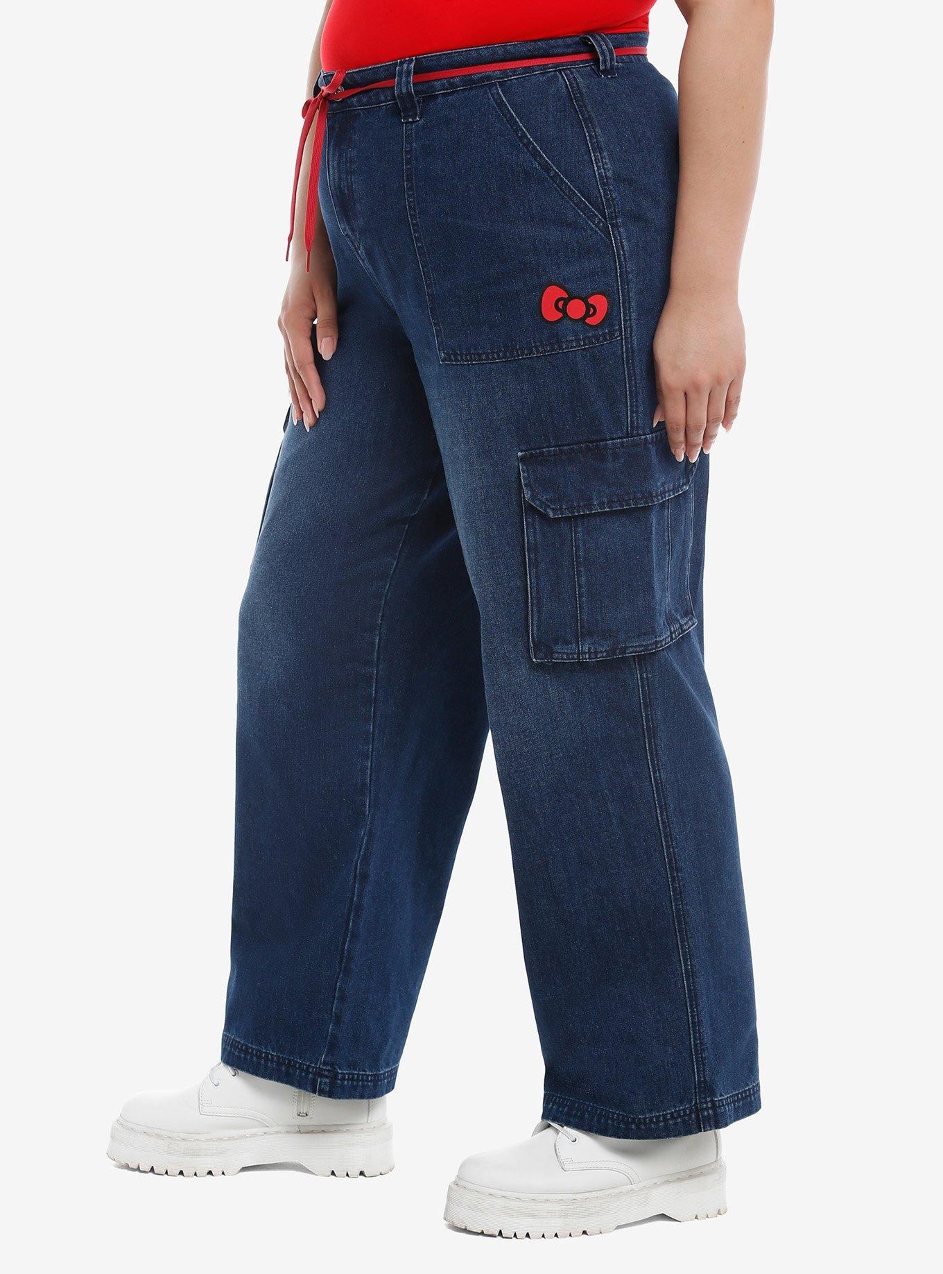 Hello Kitty Apple Cargo Jeans Plus Size, MULTI, alternate