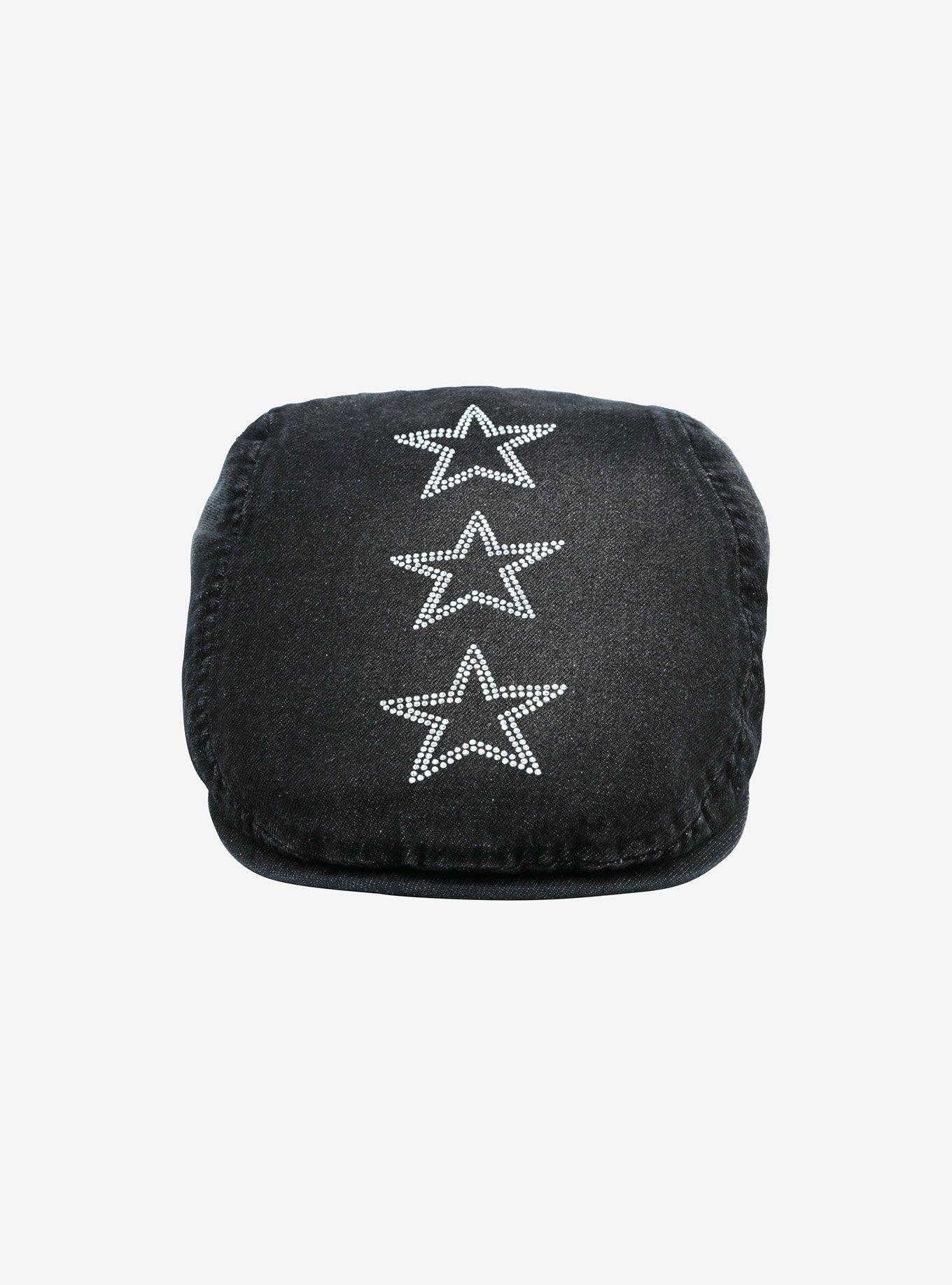 Rhinestone Stars Flat Newsboy Cap, , alternate