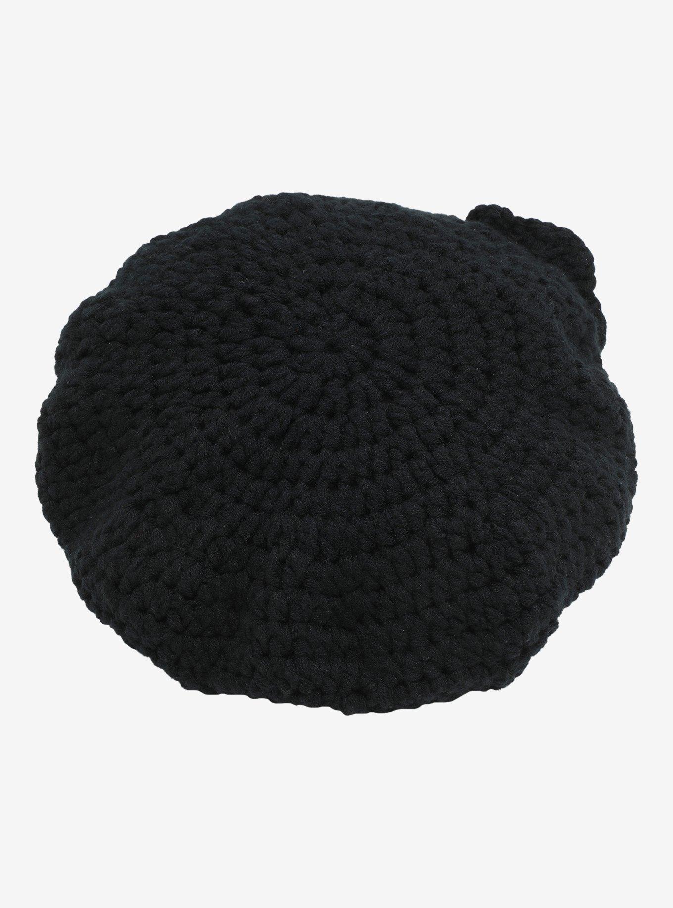 Black Rose Crochet Cabbie Hat, , alternate