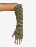 Green & Brown Knit Arm Warmers, , alternate