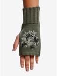Green Butterfly Fingerless Gloves, , alternate