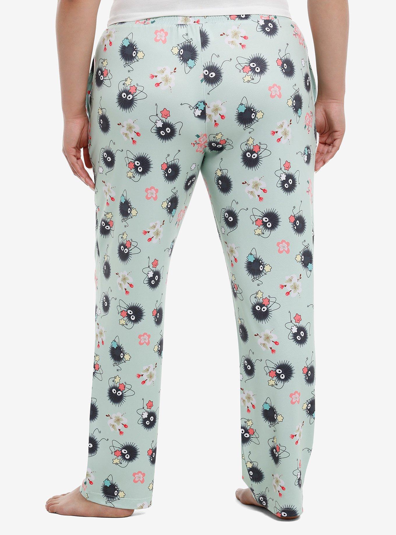 Studio Ghibli Spirited Away Soot Sprite Sakura Pajama Pants Plus Size, SAGE, alternate