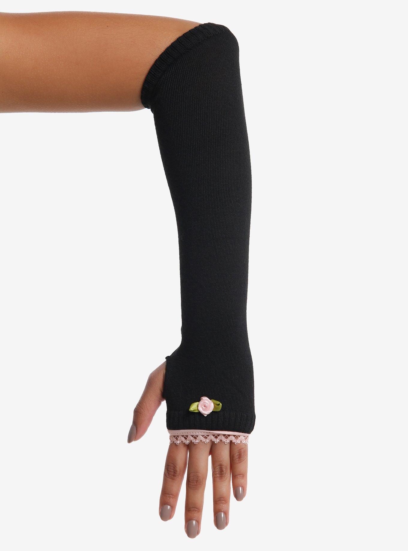 Black Rose Lace Arm Warmers, , alternate