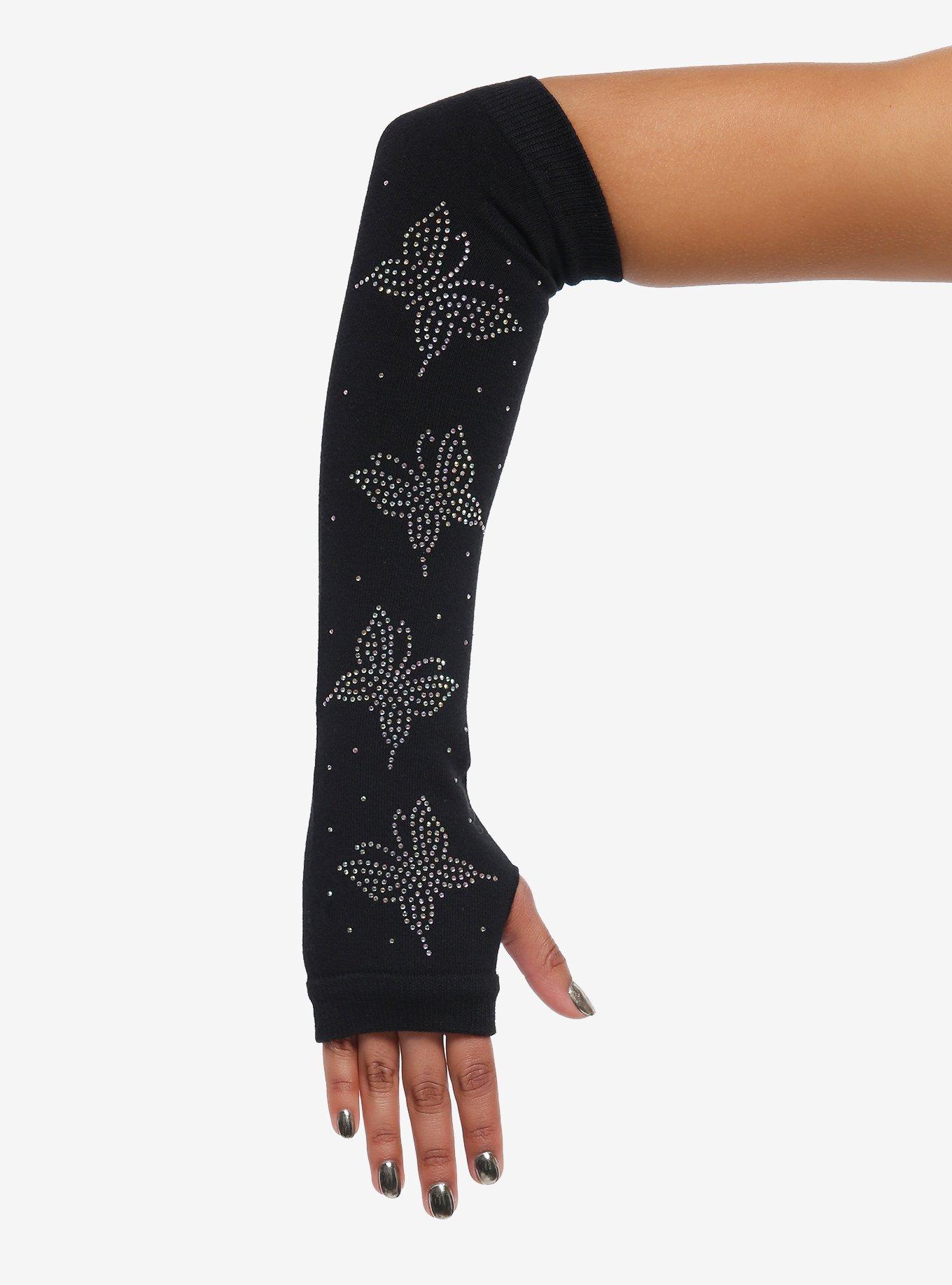 Rhinestone Butterfly Arm Warmers, , hi-res