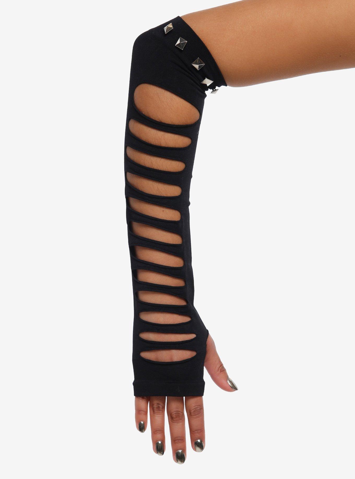 Cutout Pyramid Stud Arm Warmers, , hi-res