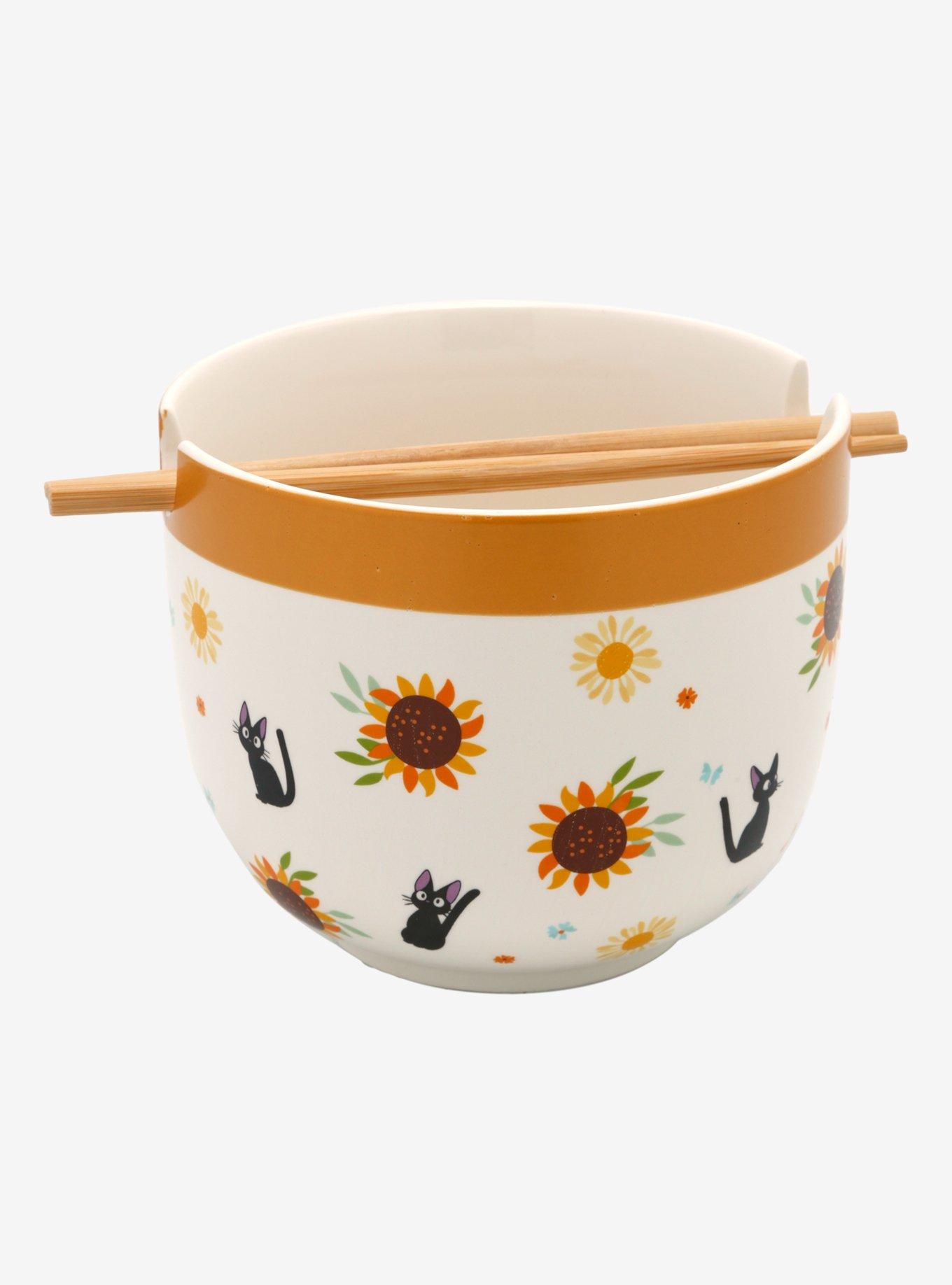 Studio Ghibli® Kiki's Delivery Service Jiji Sunflower Ramen Bowl With Chopsticks, , hi-res