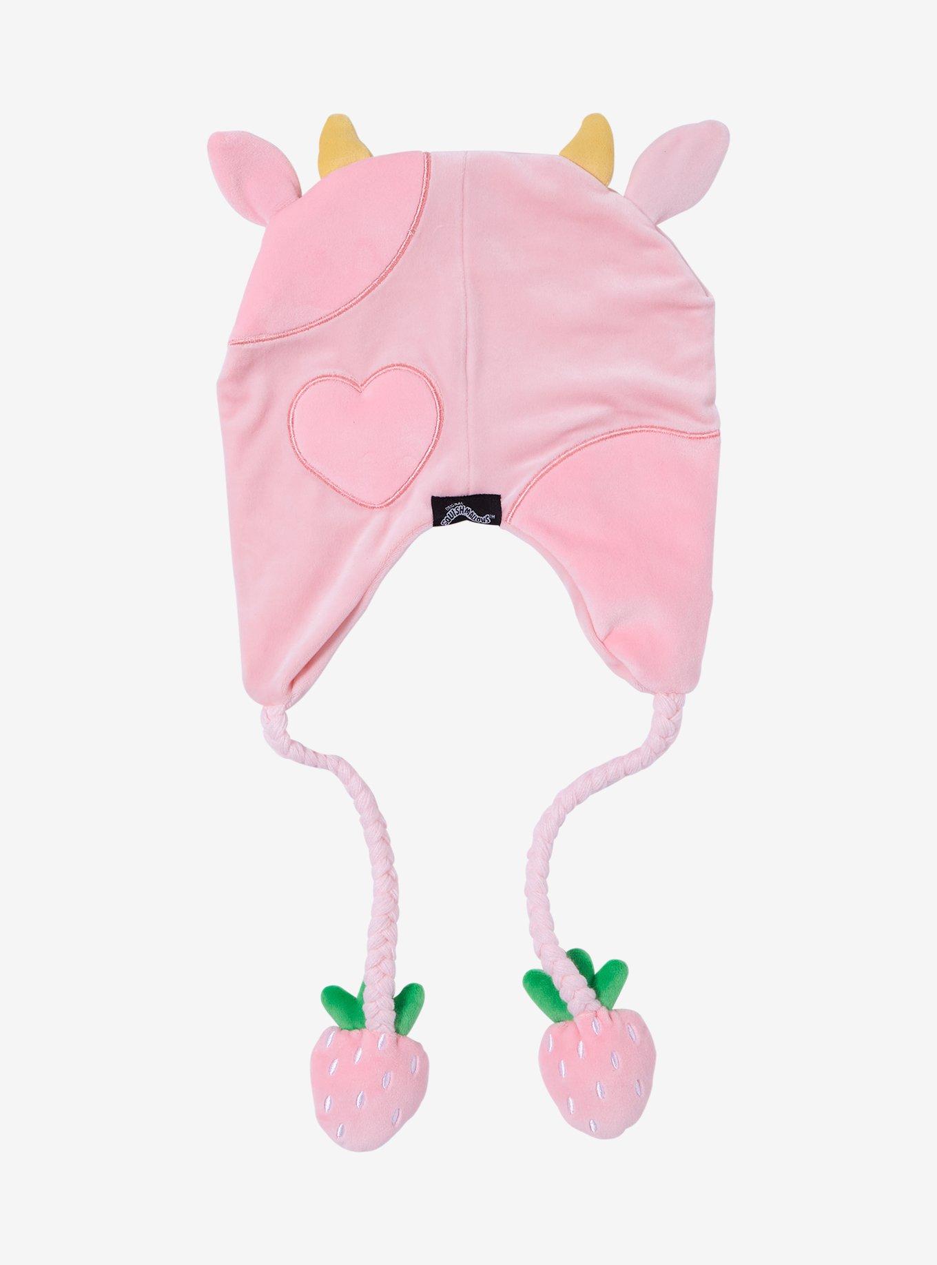 Squishmallows Pink Cow Tassel Beanie, , alternate
