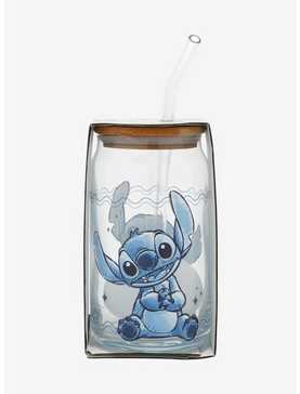 Disney Lilo & Stitch Sparkle Portrait Glass Cup With Straw, , hi-res
