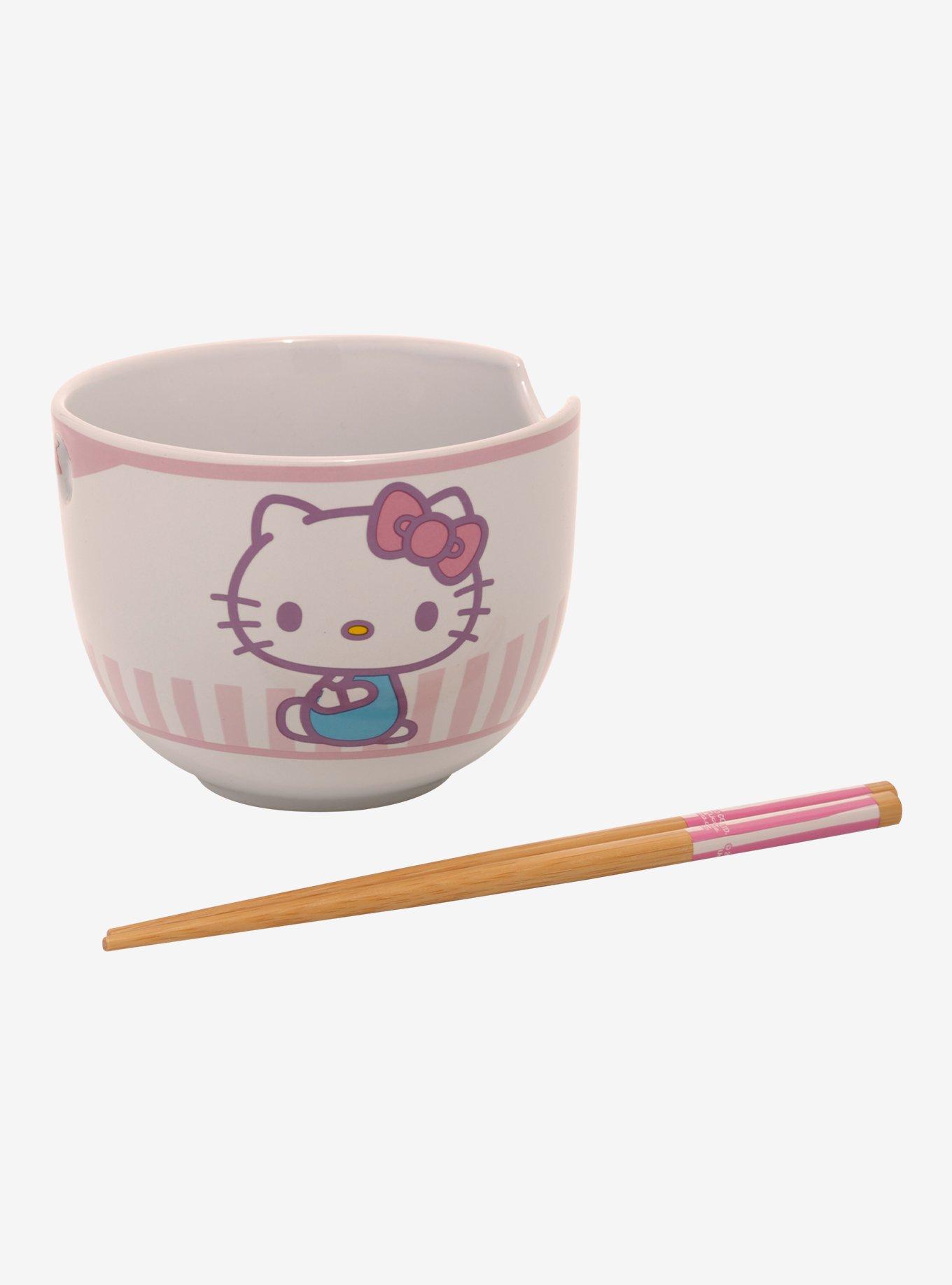 Sanrio Hello Kitty Striped Ramen Bowl and Chopsticks