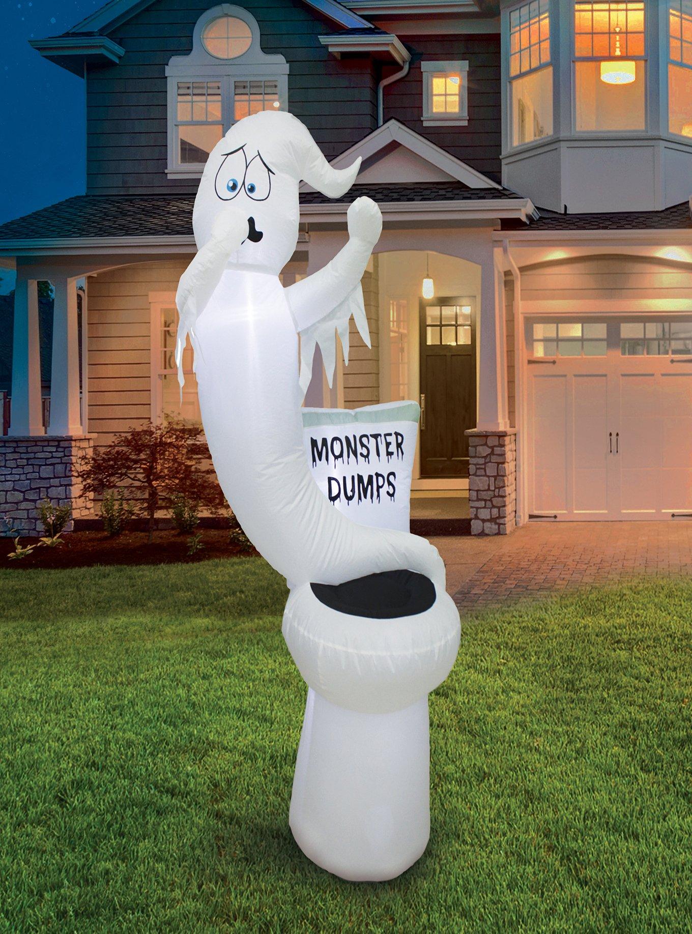 Glowing Toilet Monster Dumps Inflatable Decor, , alternate