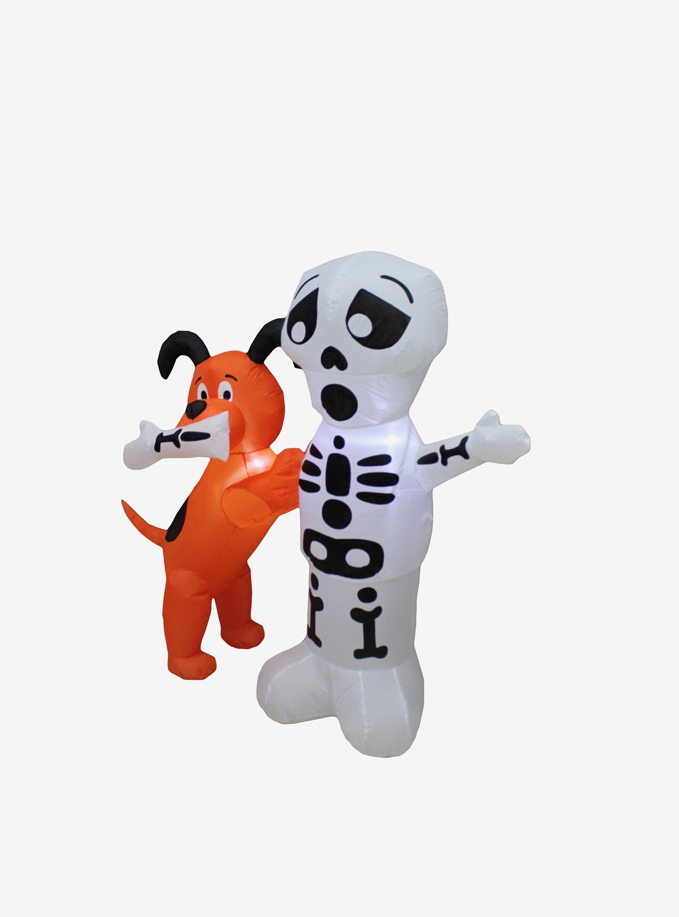 Skeleton with Dog Inflatable Decor, , alternate