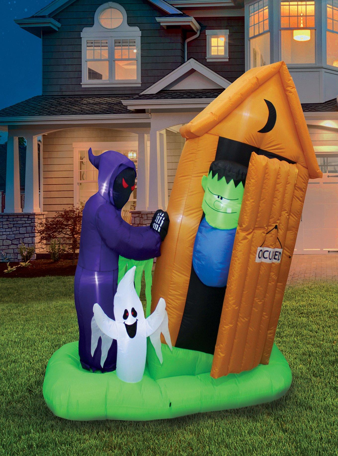 Animated Monster Outhouse Scene Inflatable Decor, , alternate