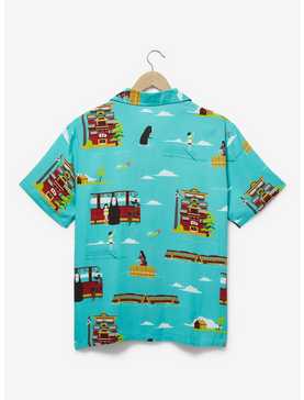 Studio Ghibli Spirited Away Chihiro and No-Face Scenic Teal Woven Button-Up — BoxLunch Exclusive, , hi-res