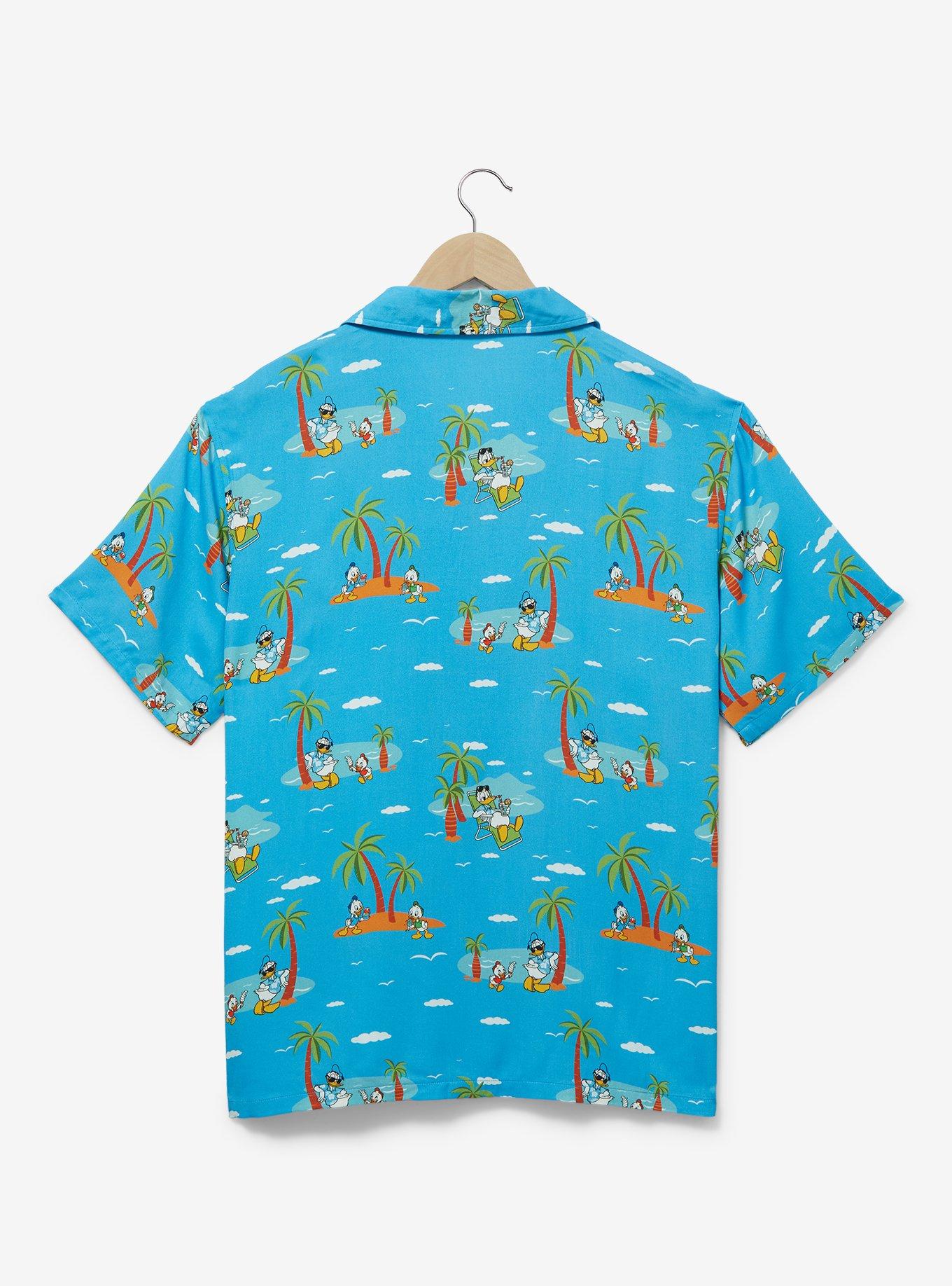 Disney Donald Duck Island Allover Print Button-Up Top - BoxLunch Exclusive, BLUE, alternate