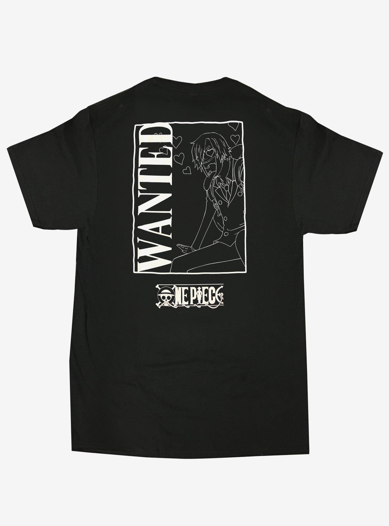 One Piece Sanji Wanted Poster Double-Sided T-Shirt, BLACK, alternate