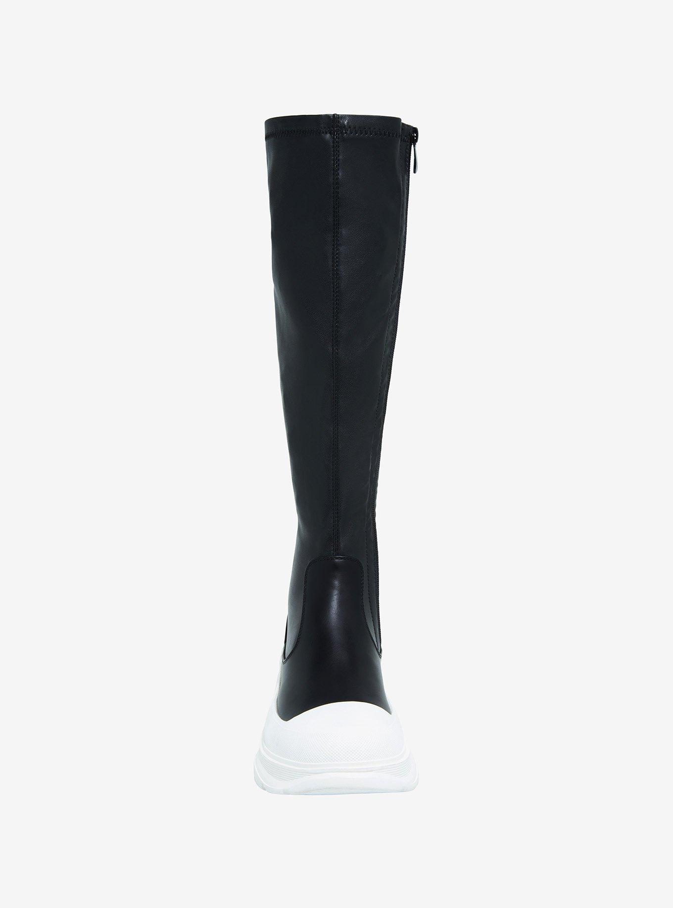 Azalea Wang Black & White Knee-High Stretch Sneakers