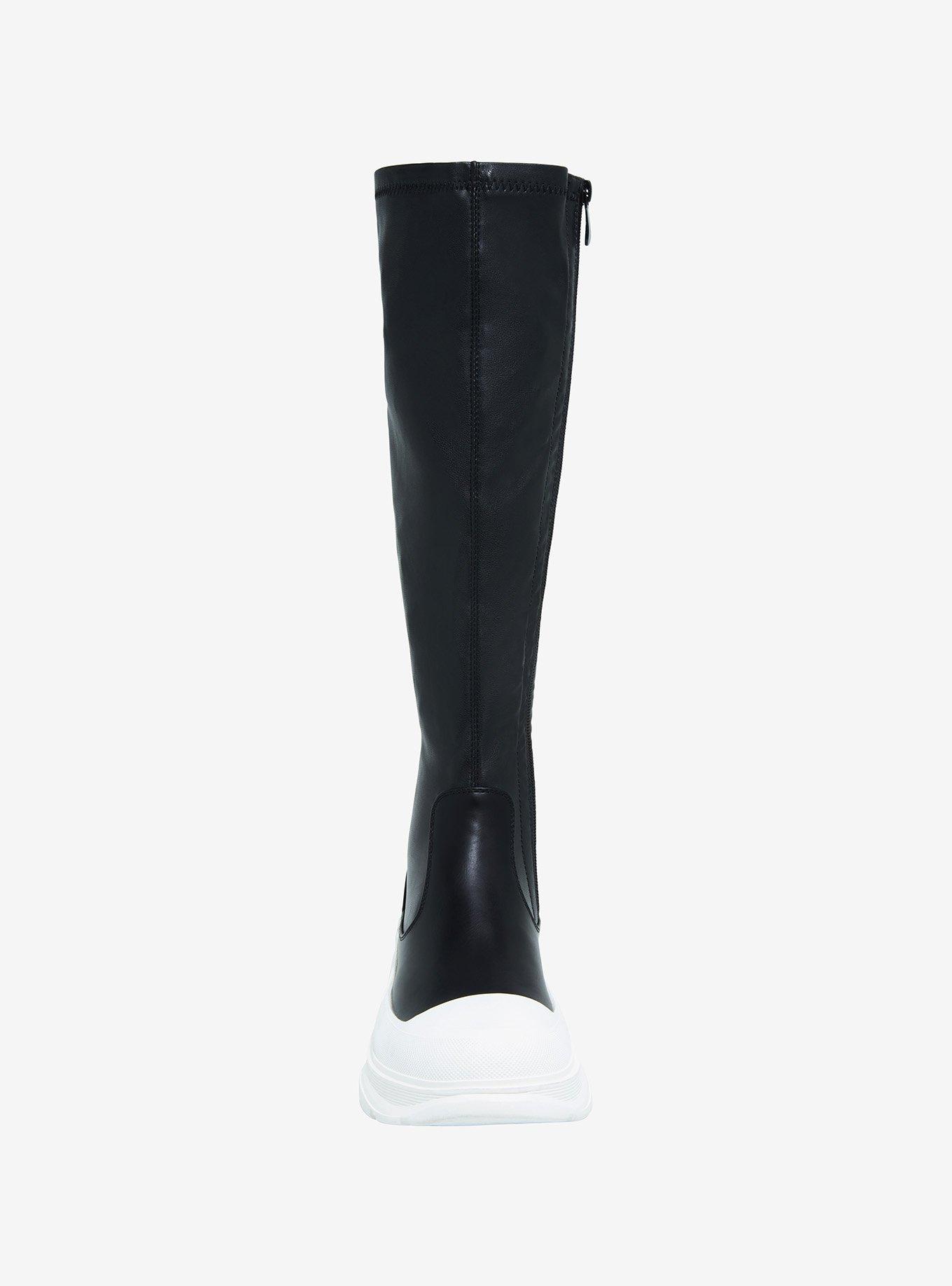 Azalea Wang Black & White Knee-High Stretch Sneakers, MULTI, alternate