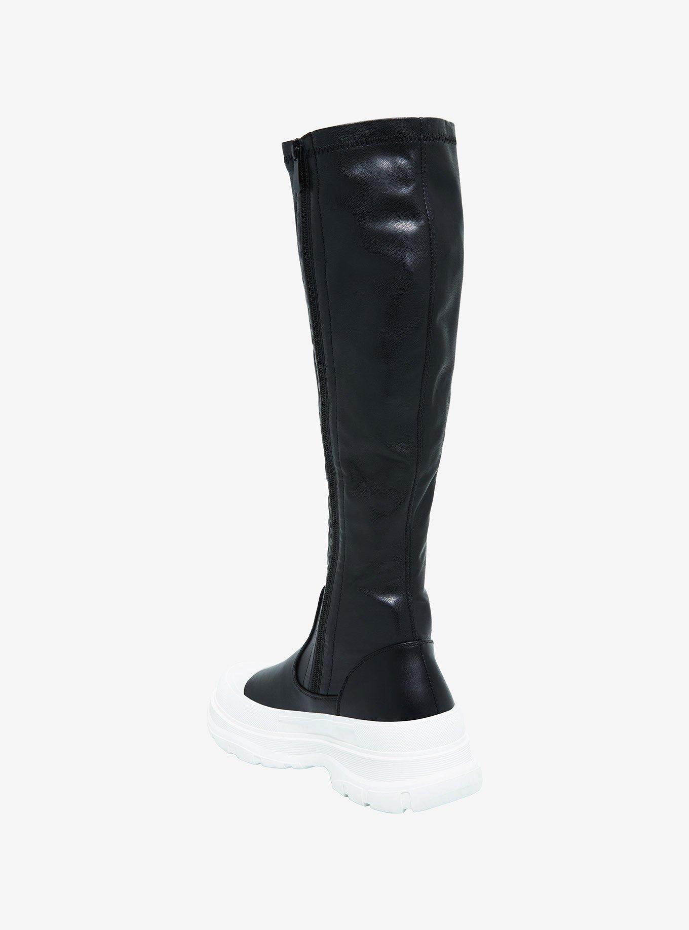 Azalea Wang Black & White Knee-High Stretch Sneakers, MULTI, alternate