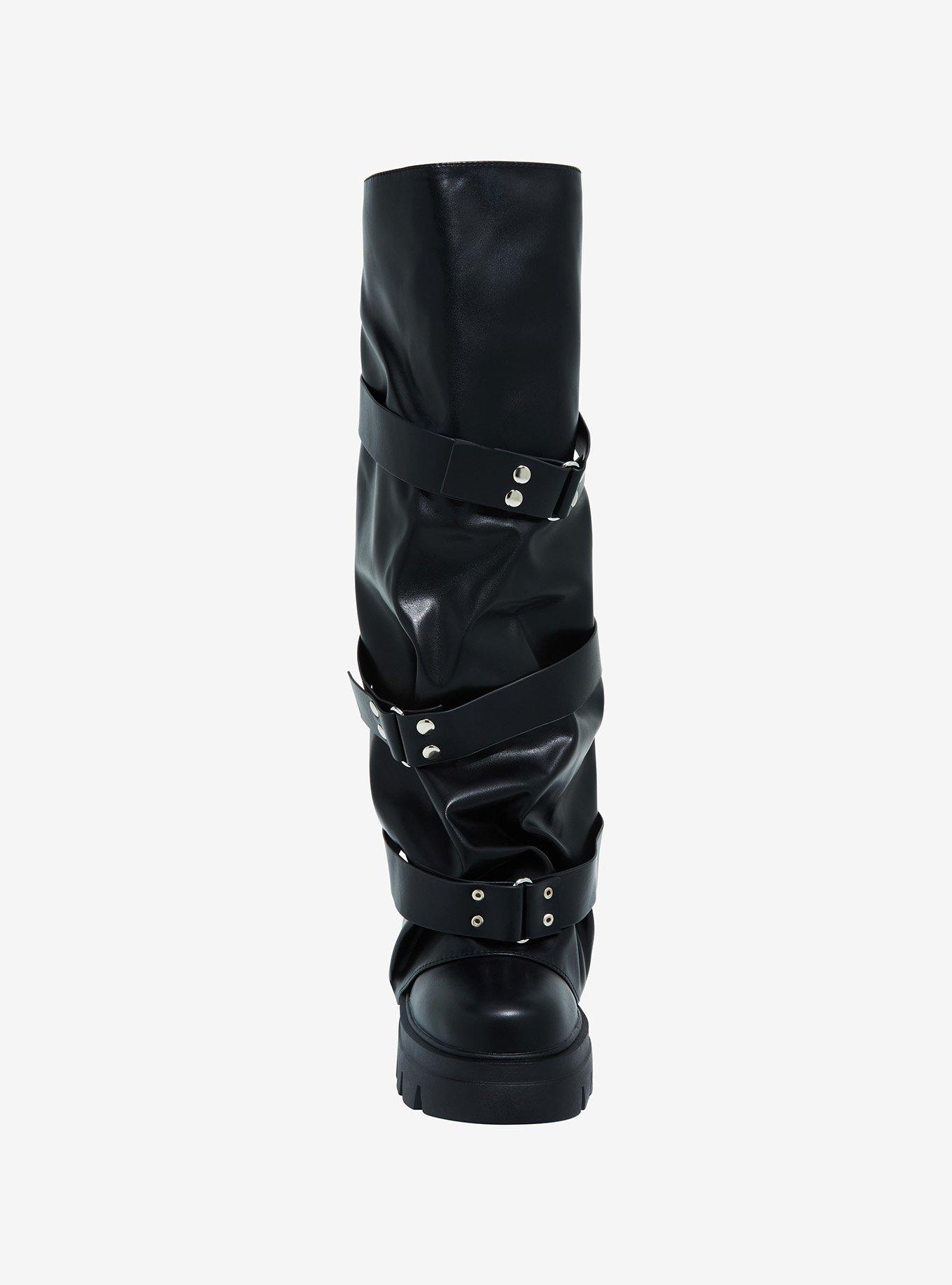 Azalea Wang Black Hooded Knee-High Boots, MULTI, alternate