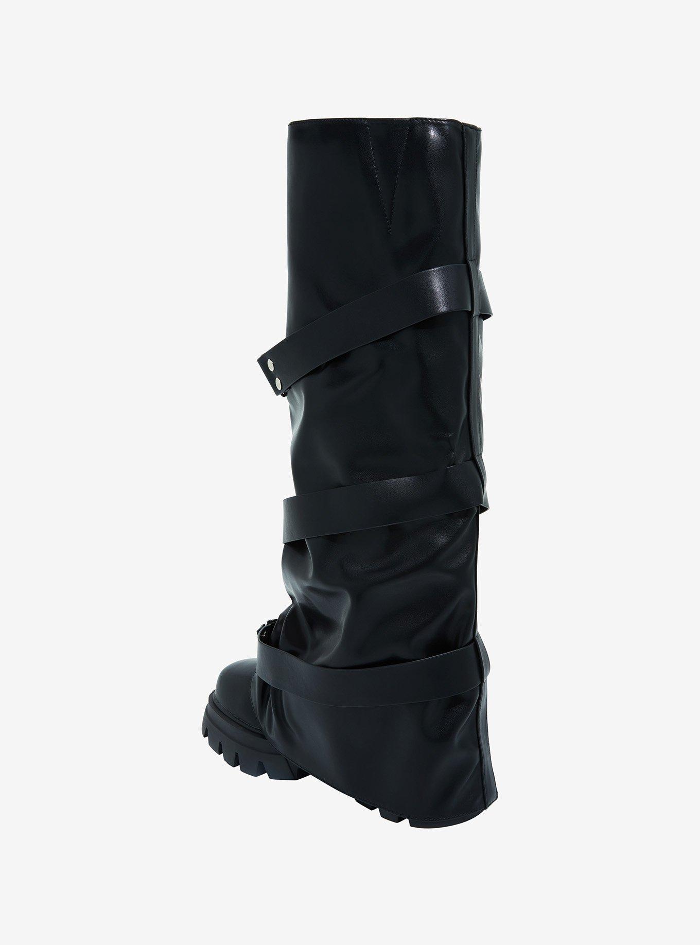 Azalea Wang Black Hooded Knee-High Boots, MULTI, alternate