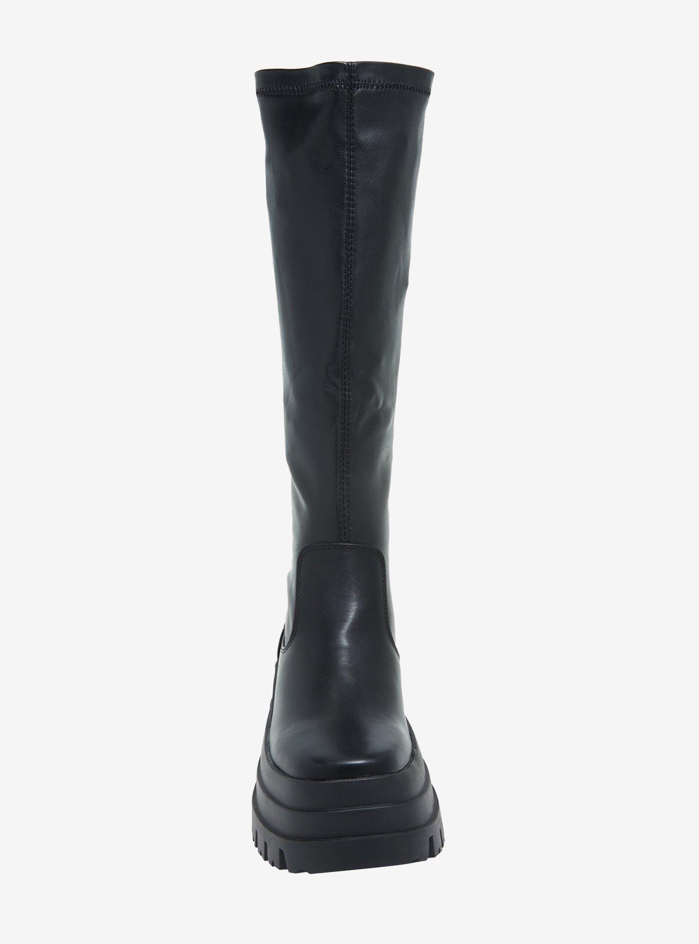 Azalea Wang Black Stretch Knee-High Platform Boots, MULTI, alternate
