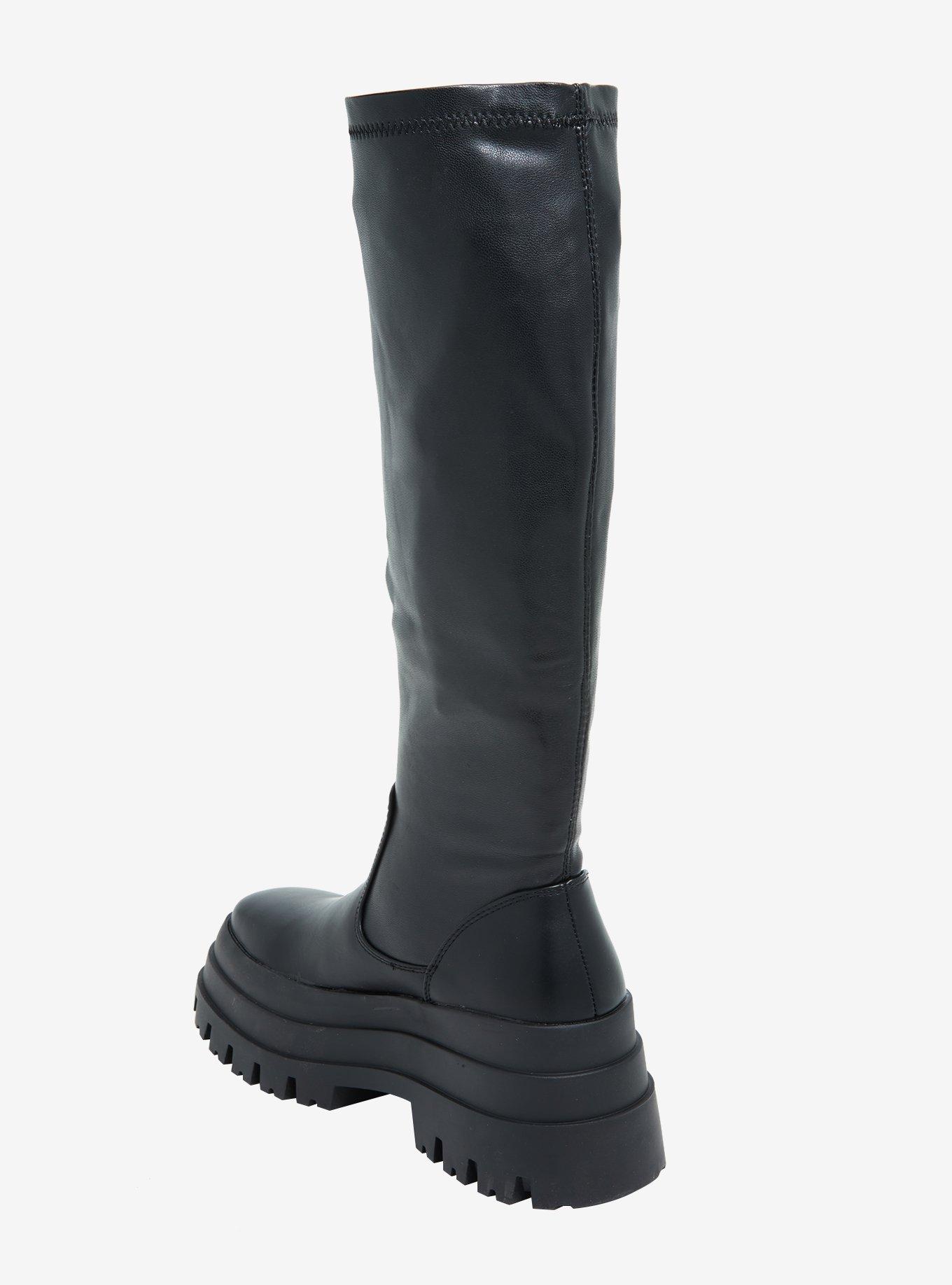 Azalea Wang Black Stretch Knee-High Platform Boots, MULTI, alternate