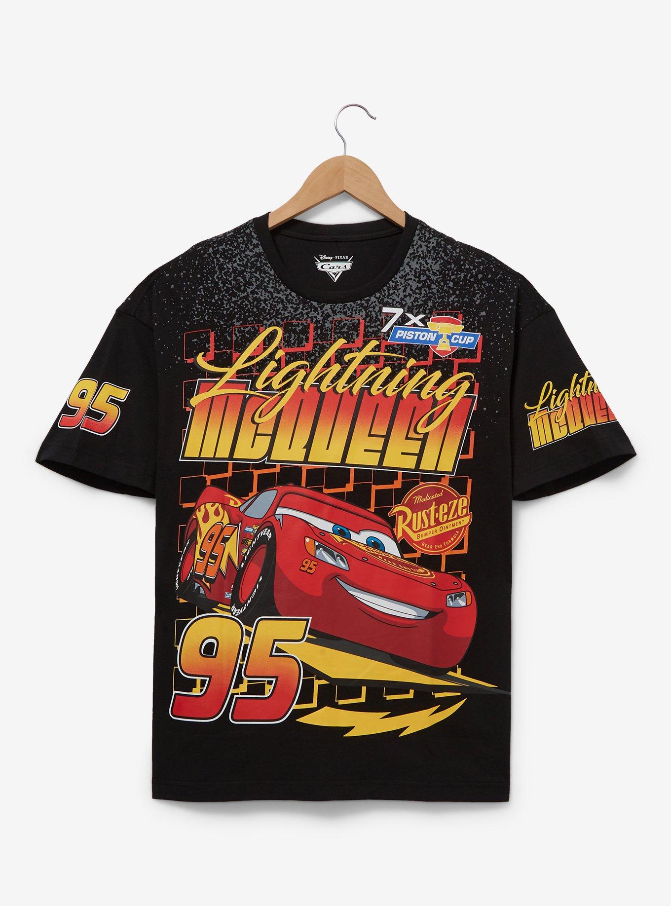 Disney Pixar Cars Lightning McQueen Racing Allover Print T-Shirt — BoxLunch Exclusive, BLACK, alternate