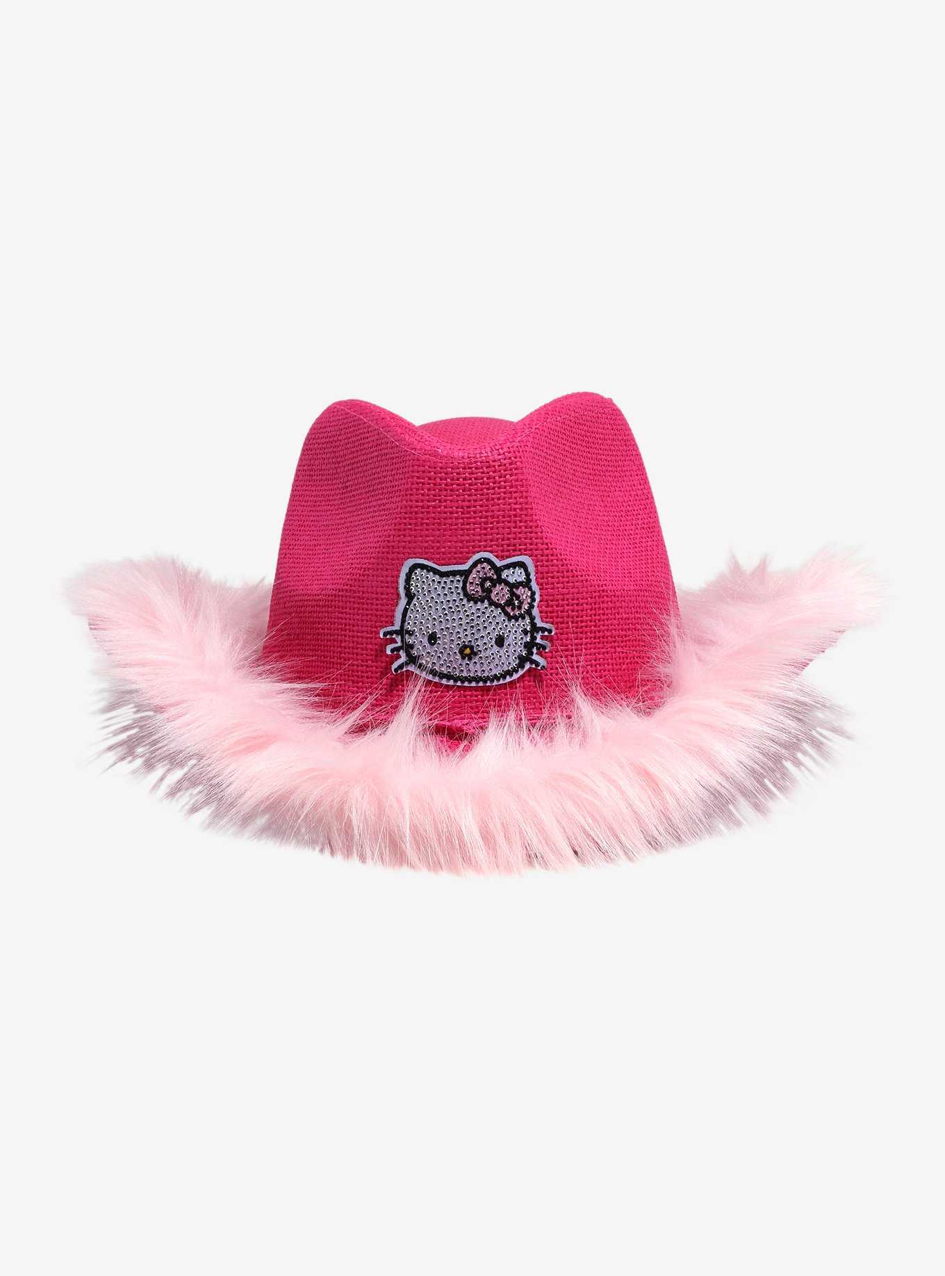 Hello Kitty Pink Rhinestone & Fur Trim Cowboy Hat, , hi-res
