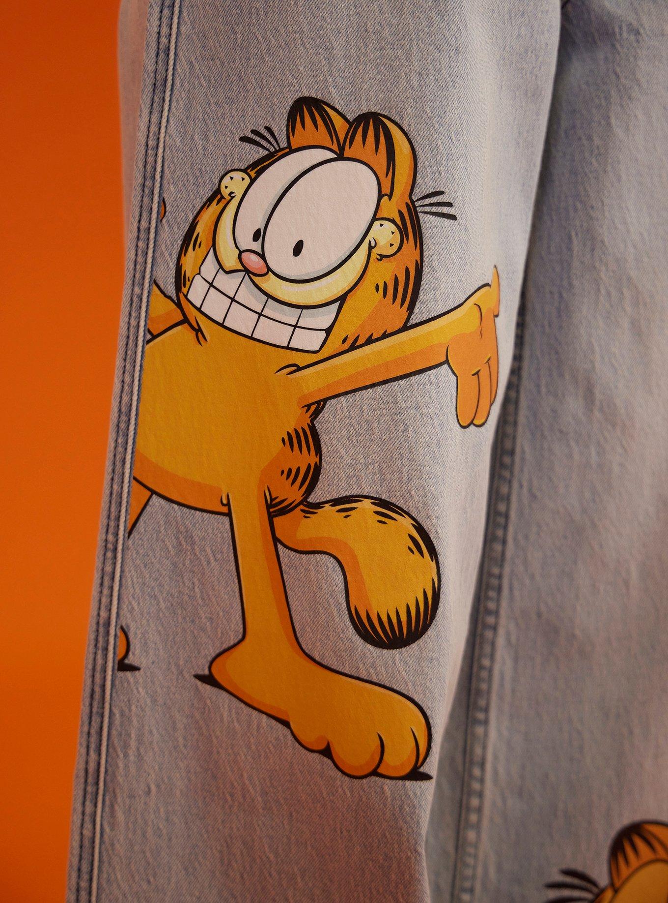 Garfield Poses Wide Leg Denim Pants, ORANGE, alternate