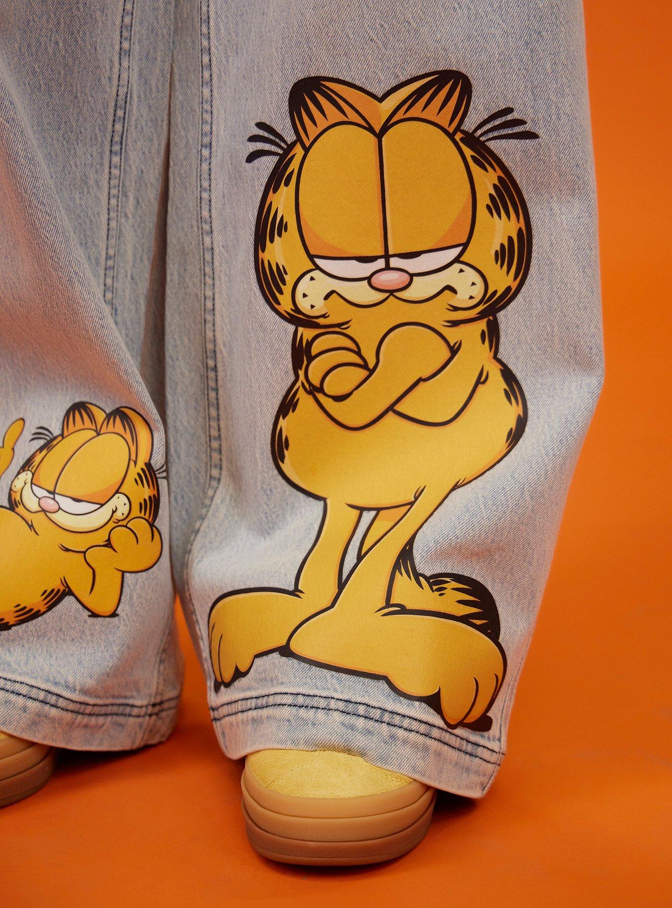 Garfield Poses Wide Leg Denim Pants, ORANGE, alternate