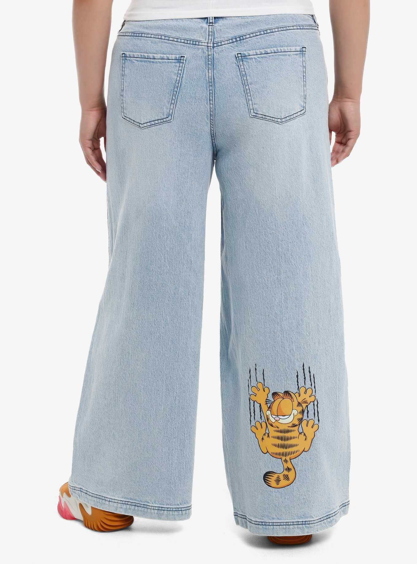 Garfield Poses Wide Leg Denim Pants Plus Size, , hi-res