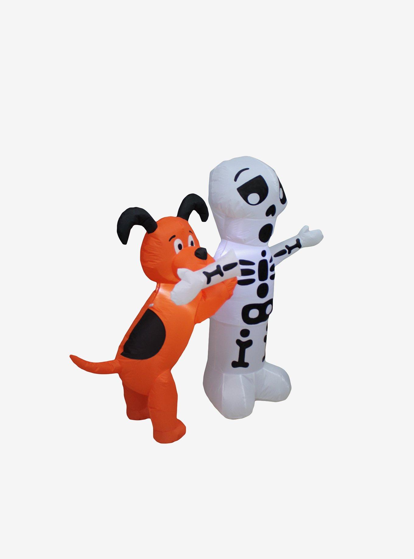 Skeleton with Dog Inflatable Decor, , alternate