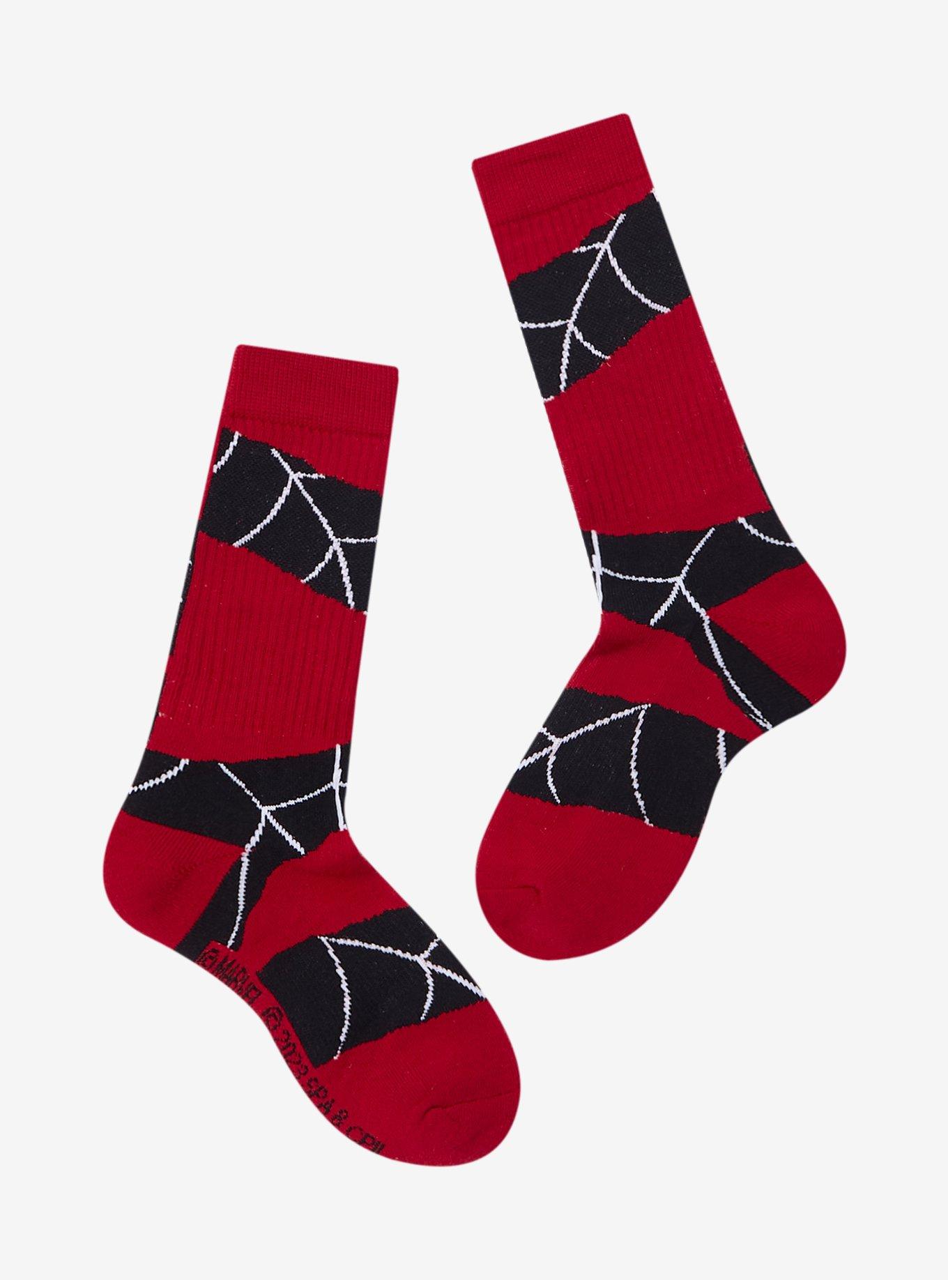 Marvel Spider-Man Glow-In-The-Dark Spiderweb Crew Socks, , alternate