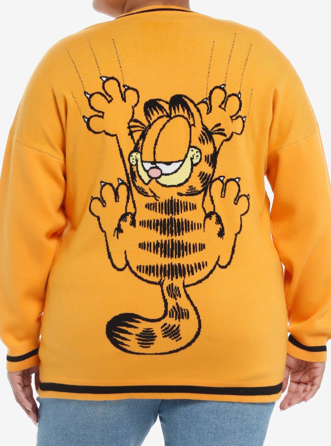 Garfield Jumbo Print Intarsia Cardigan Plus Size, ORANGE, alternate