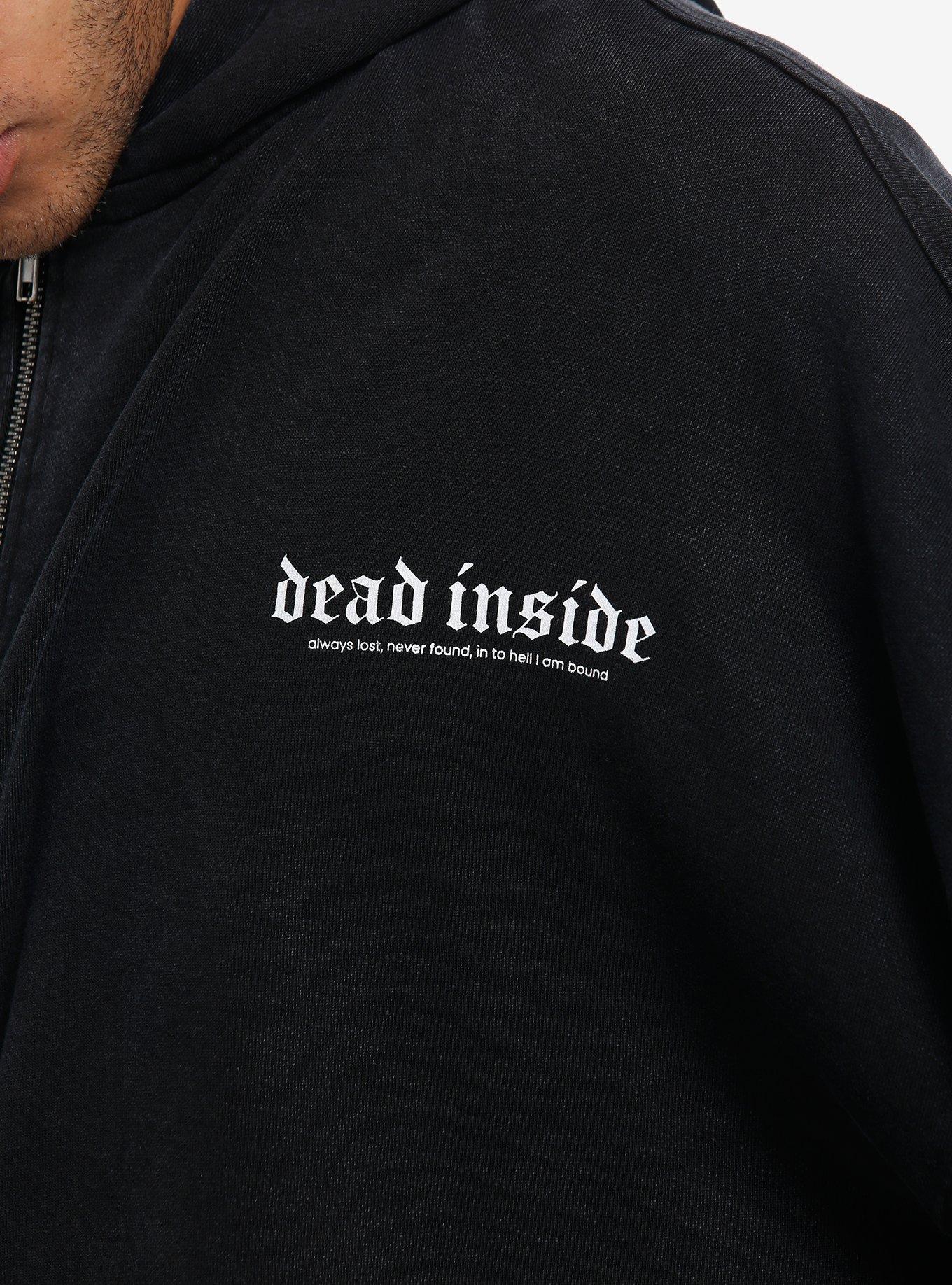 Dead Inside Skull Mineral Wash Hoodie, GREY, alternate