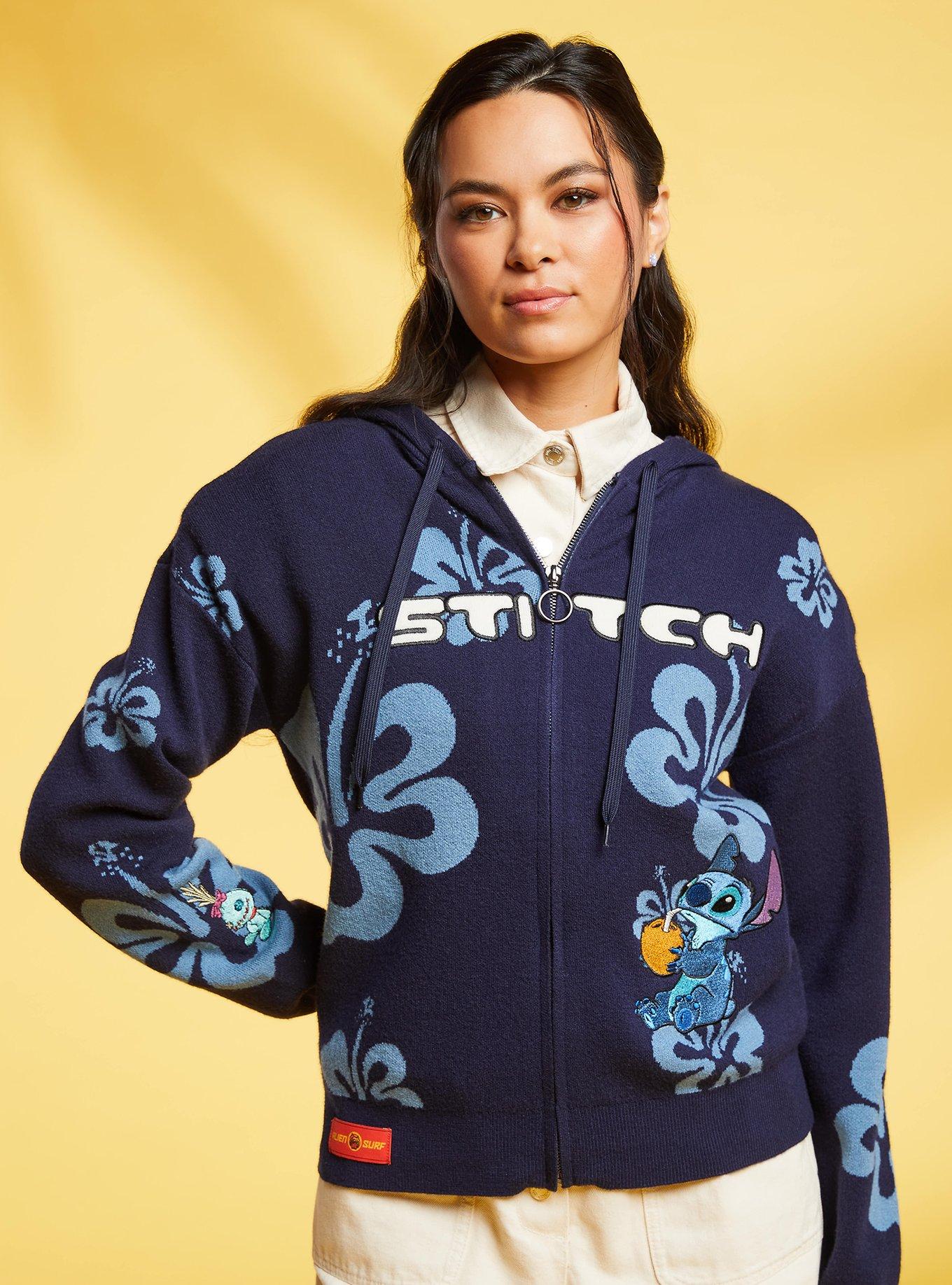 Her Universe Disney Lilo & Stitch Hibiscus Flower Stitch Knit Hoodie, , hi-res