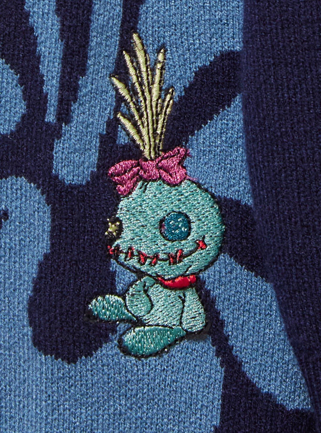 Her Universe Disney Lilo & Stitch Hibiscus Flower Stitch Knit Hoodie, NAVY, alternate