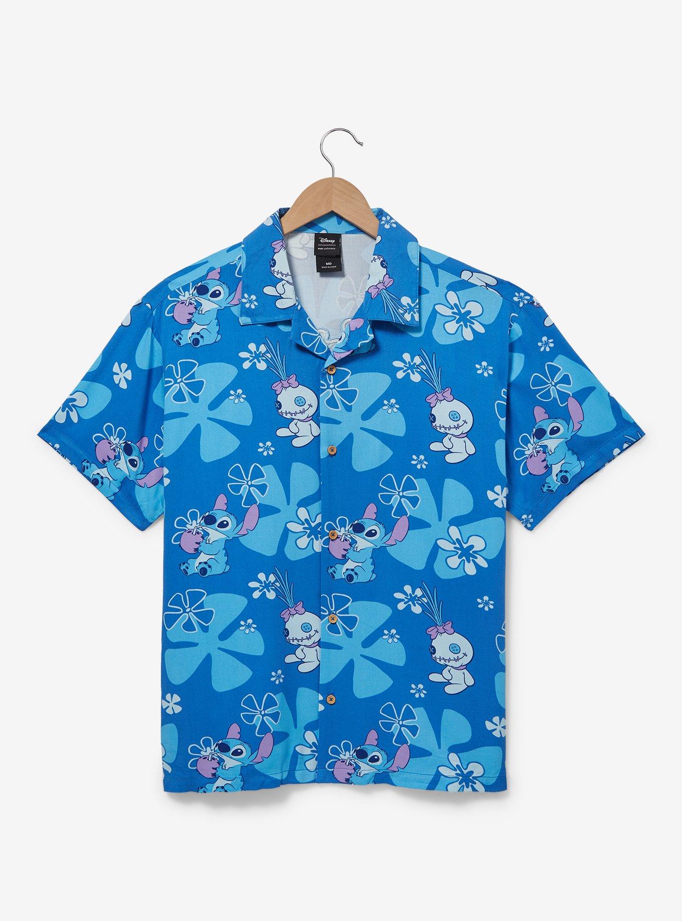 Disney Lilo & Stitch Scrump & Stitch Floral Woven Button-Up, BLUE, alternate