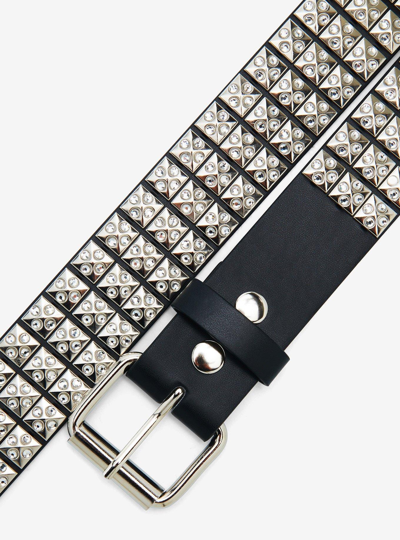Silver Bling Pyramid Stud Belt, , hi-res