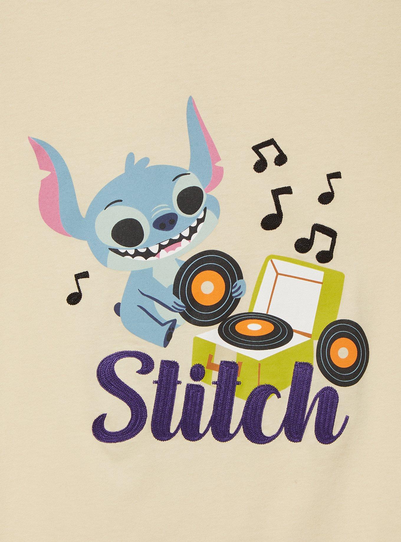 Her Universe Disney Lilo & Stitch Record Player Isometric Women's Ringer T-Shirt &mdash; BoxLunch Exclusive, OFF WHITE, alternate