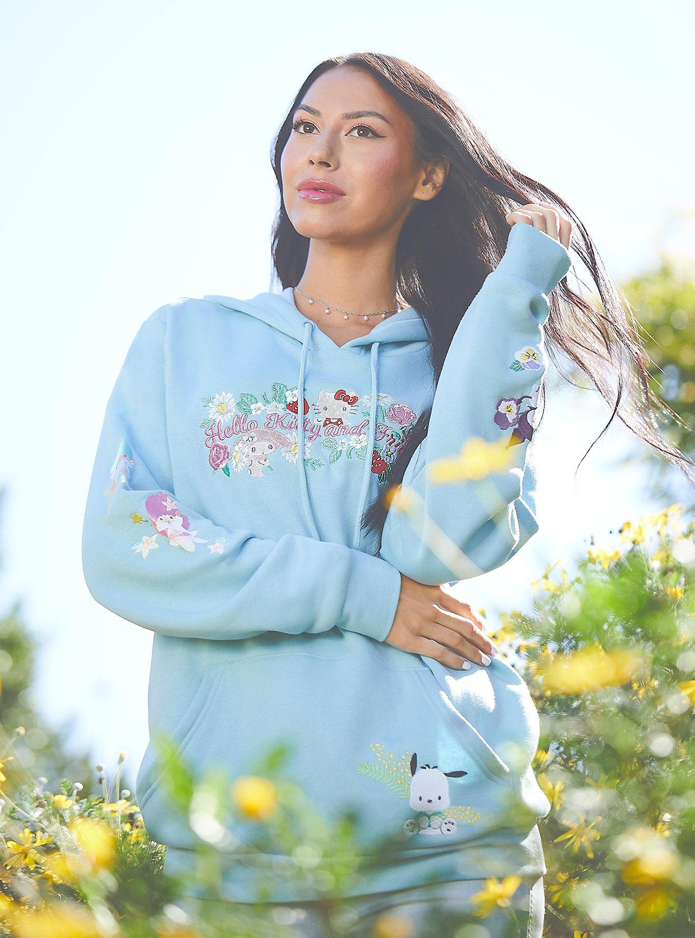 Sanrio Hello Kitty and Friends Floral Character Hoodie — BoxLunch Exclusive, LIGHT BLUE, alternate