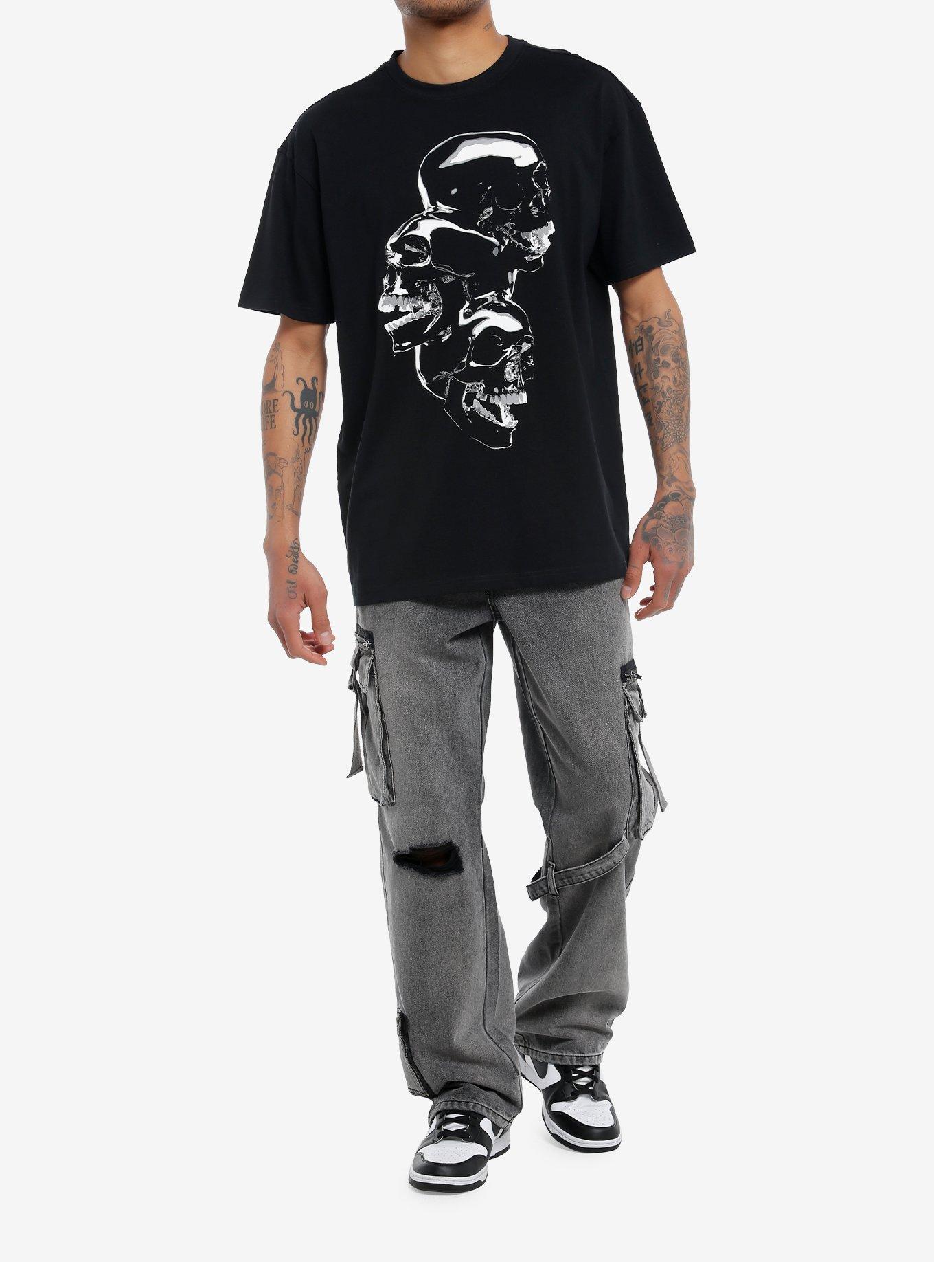 Laughing Chrome Skull Stack T-Shirt, , hi-res