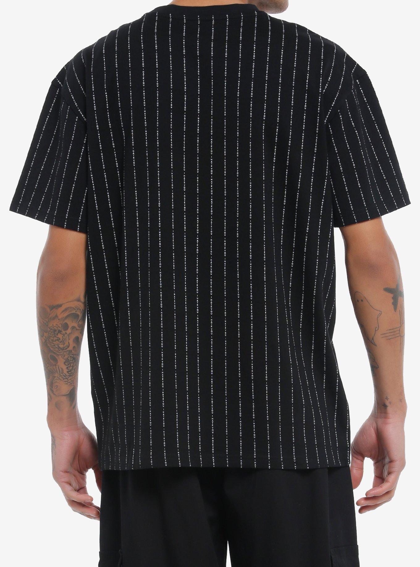 I Hate You Pinstripe Oversized T-Shirt, , alternate
