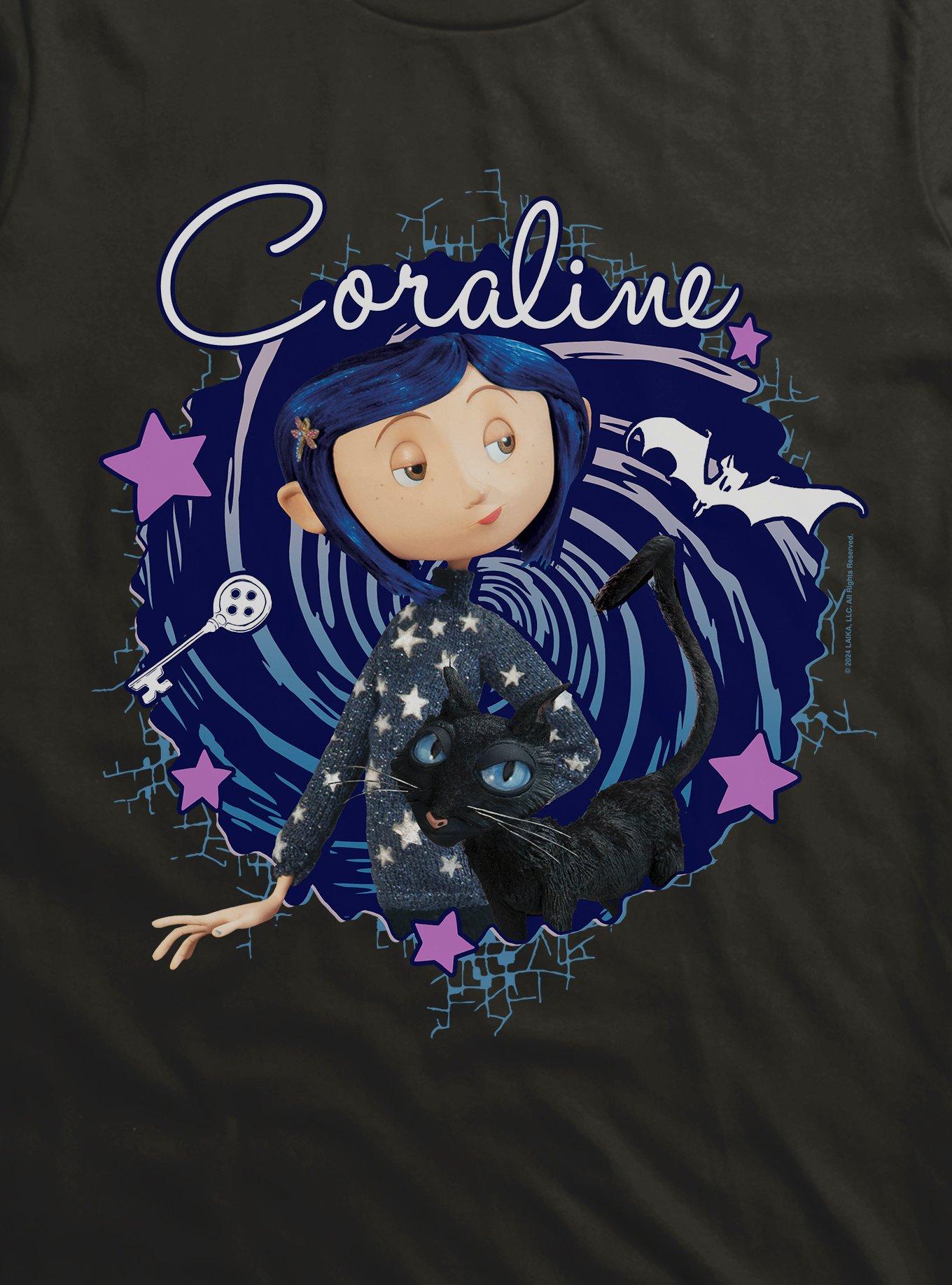 Coraline The Cat Swirl And Stars T-Shirt, , hi-res