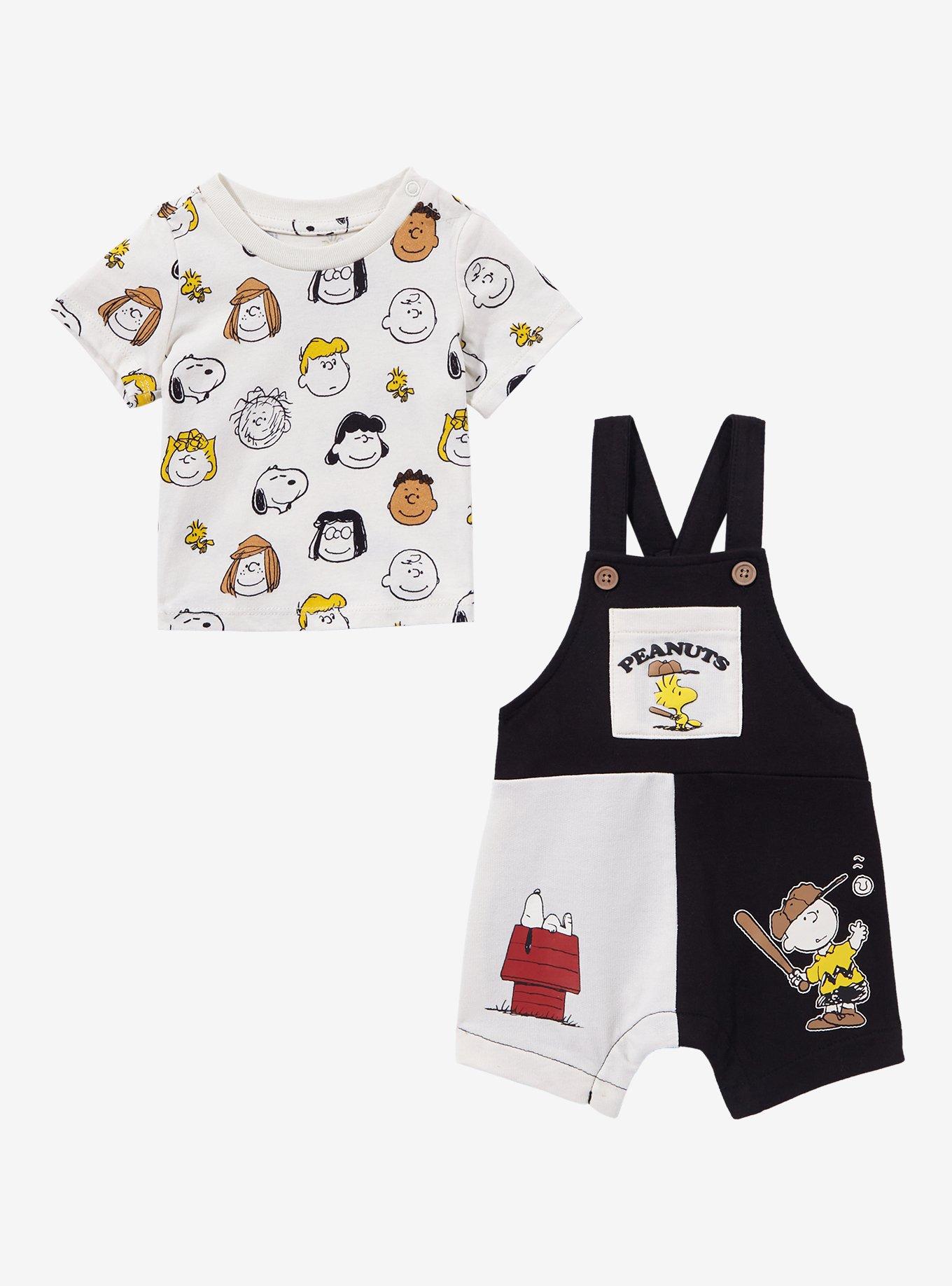 Peanuts Characters Color Block Infant T-Shirt and Overall Set - BoxLunch Exclusive, MULTI, alternate