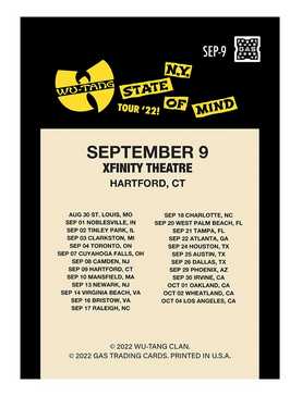 Wu-Tang Clan N.Y. State Of Mind 2022 Tour September 9 Collectible Card, , hi-res