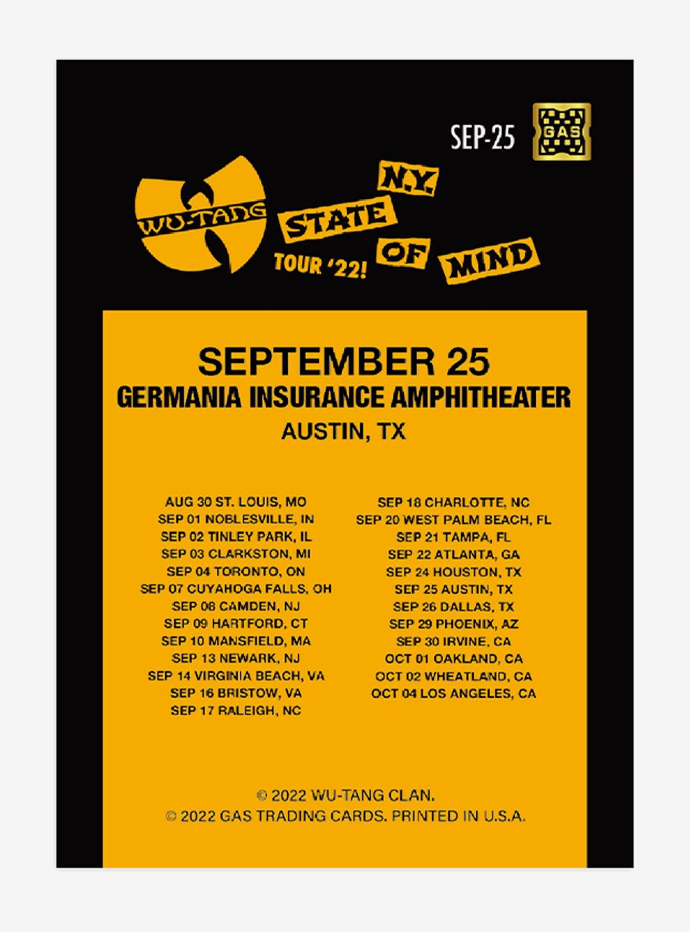 Wu-Tang Clan N.Y. State Of Mind 2022 Tour September 25 Collectible Card, , alternate