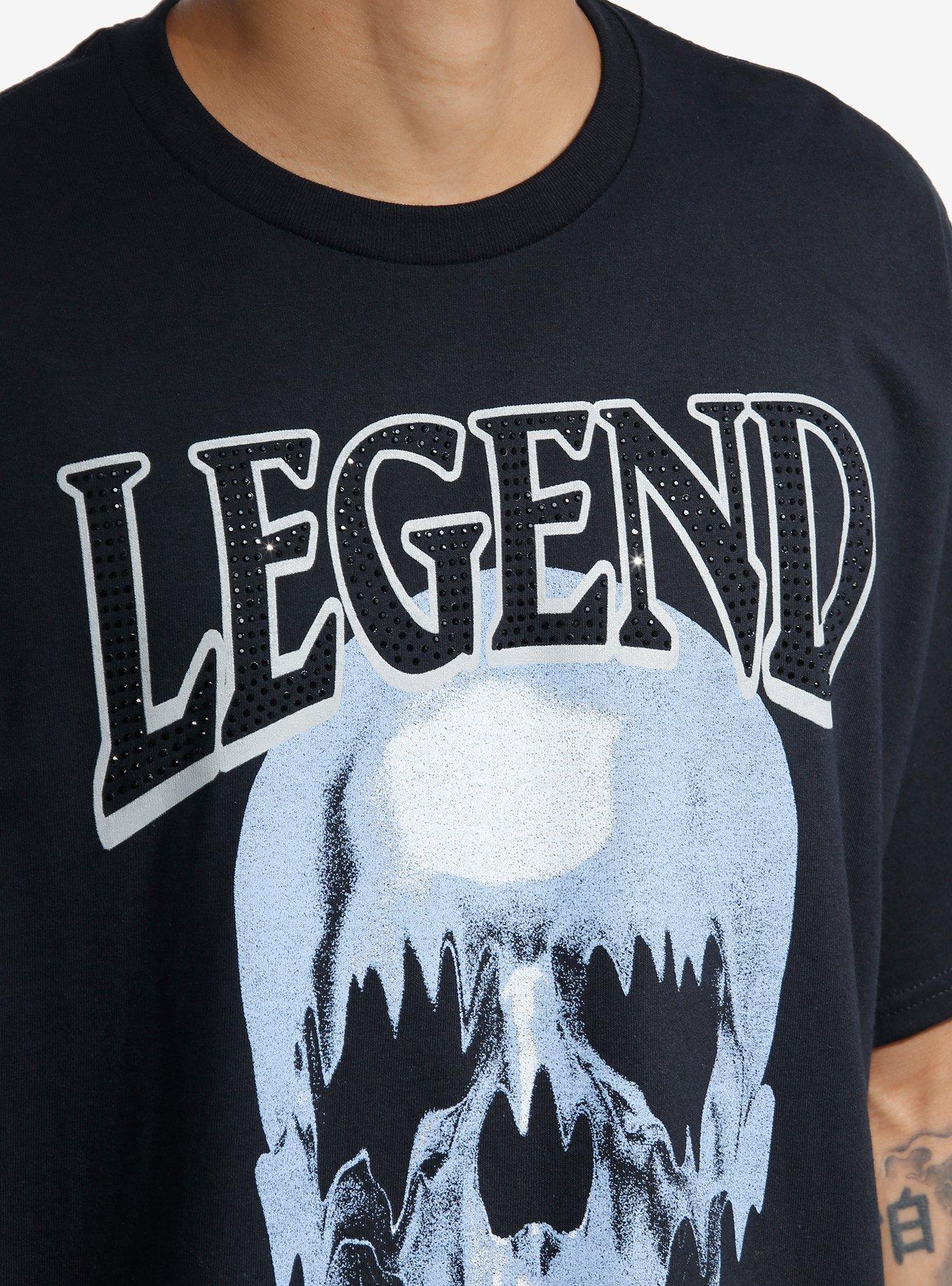 Social Collision® Legend Skull Rhinestone T-Shirt, BLUE, alternate