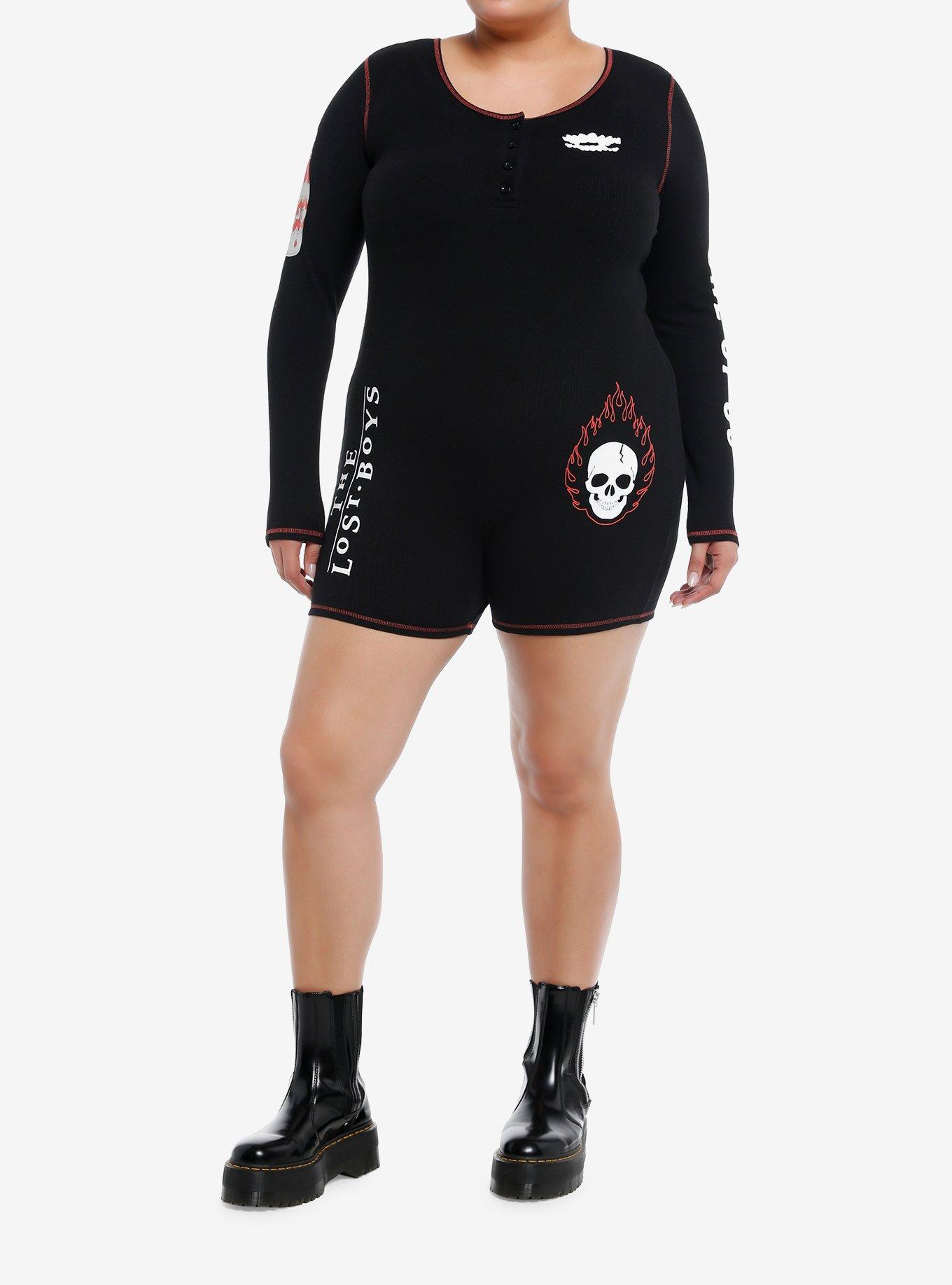 The Lost Boys Ribbed Romper Plus Size, BLACK, alternate